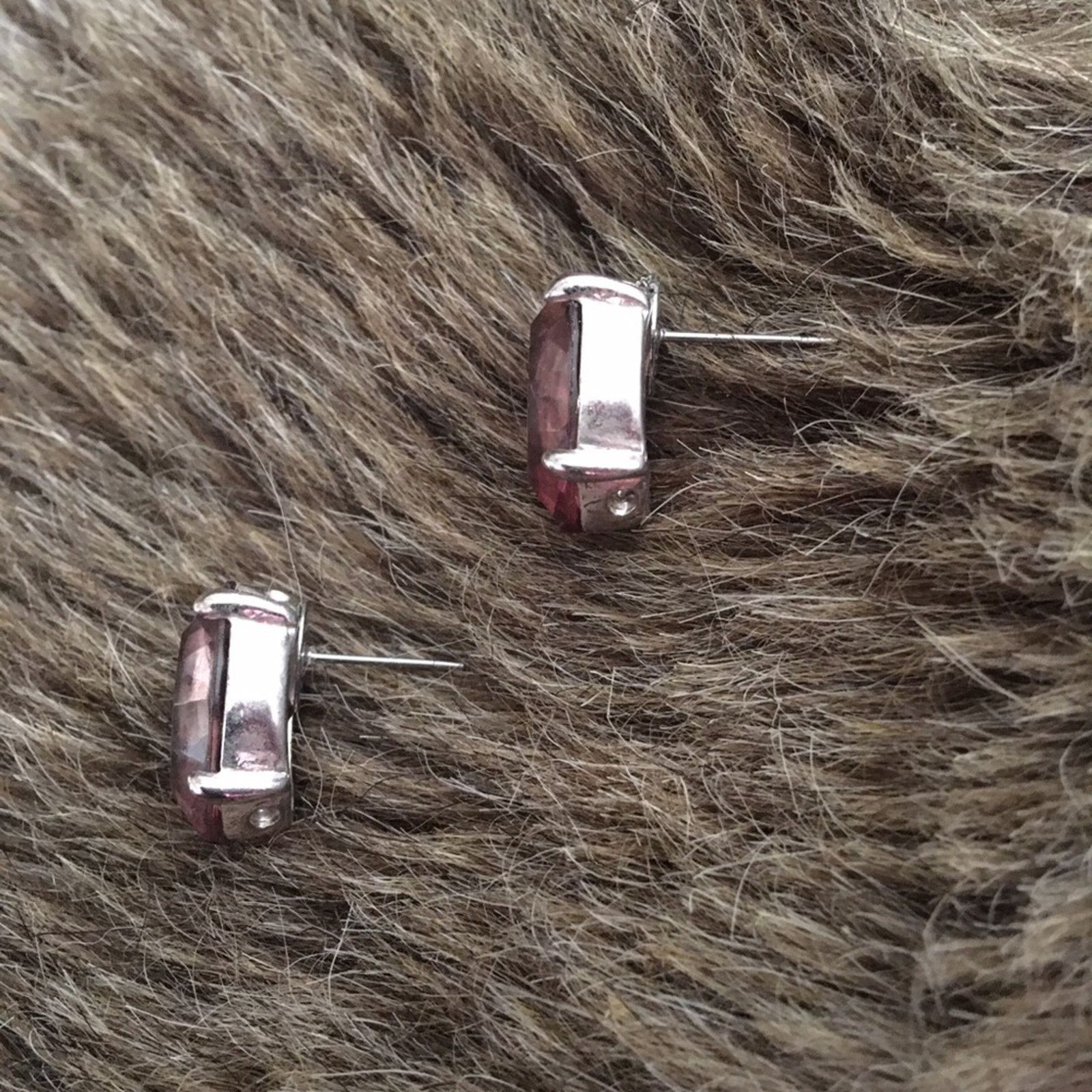 Vintage Vintage light plum faceted glass stone earrings Size ONE SIZE - 3 Thumbnail