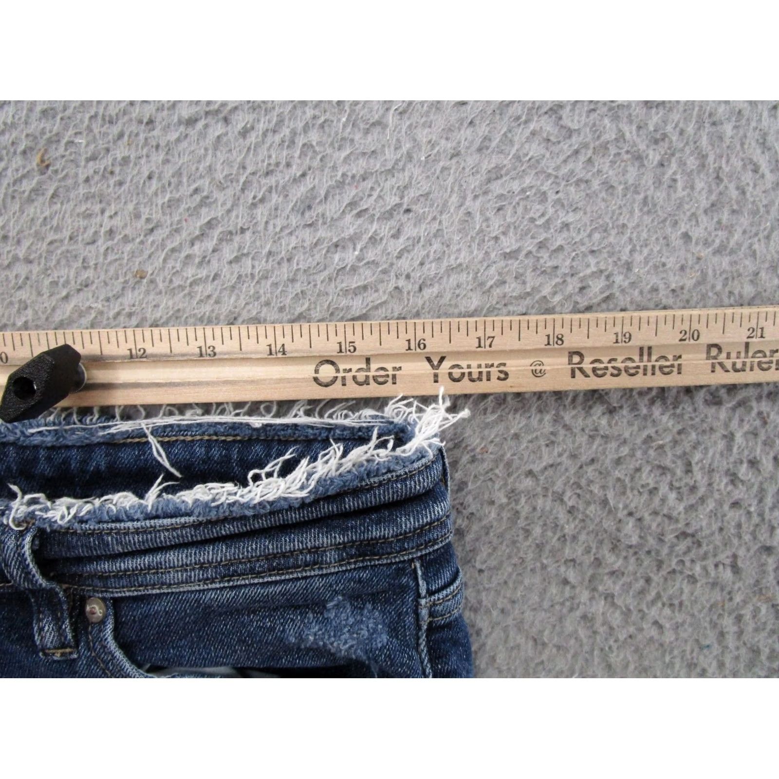 Vintage Kancan Maurices Cropped Ankle Blue Stretch Denim Jeans Size 29 Frayed Distress Womens XS-29? Size 29" - 6 Thumbnail