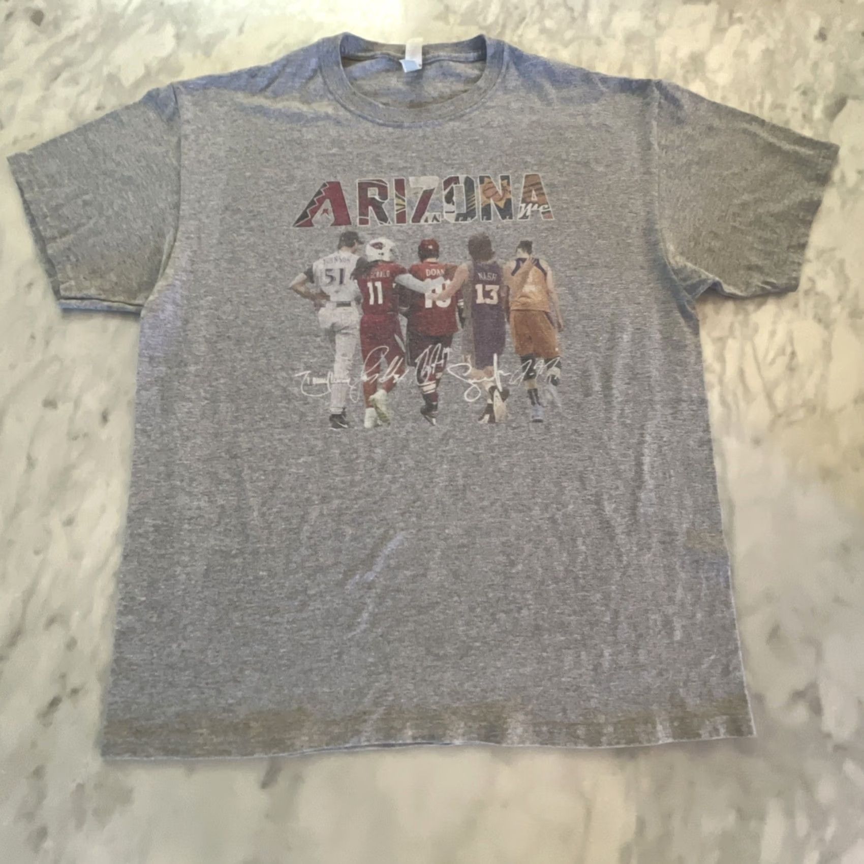 Jerzees Arizona Sports Graphic T Shirt L Gray Nike? (Note: Original title includes players; not adding new information) Size US L / EU 52-54 / 3 - 2 Thumbnail