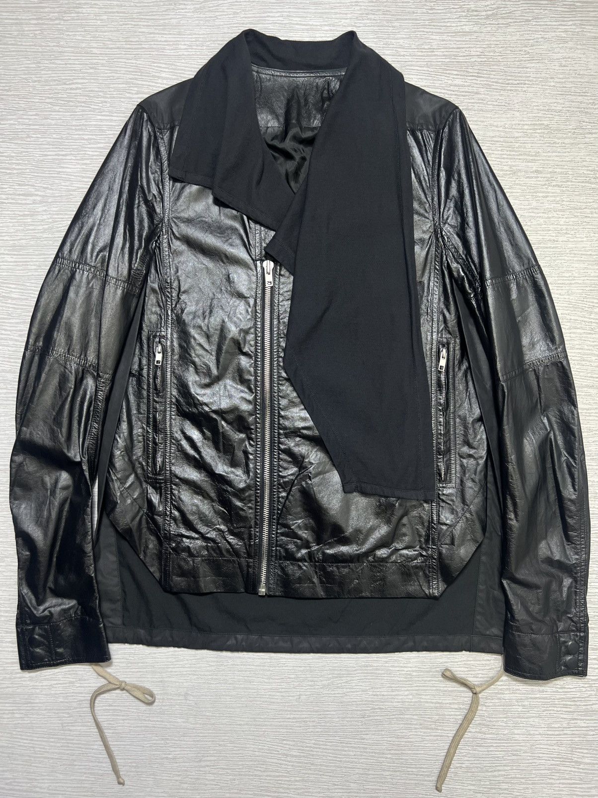 Rick Owens Rick Owens - S/S 15’ - Sliced Leather Biker Jacket Size US M / EU 48-50 / 2 - 1 Thumbnail