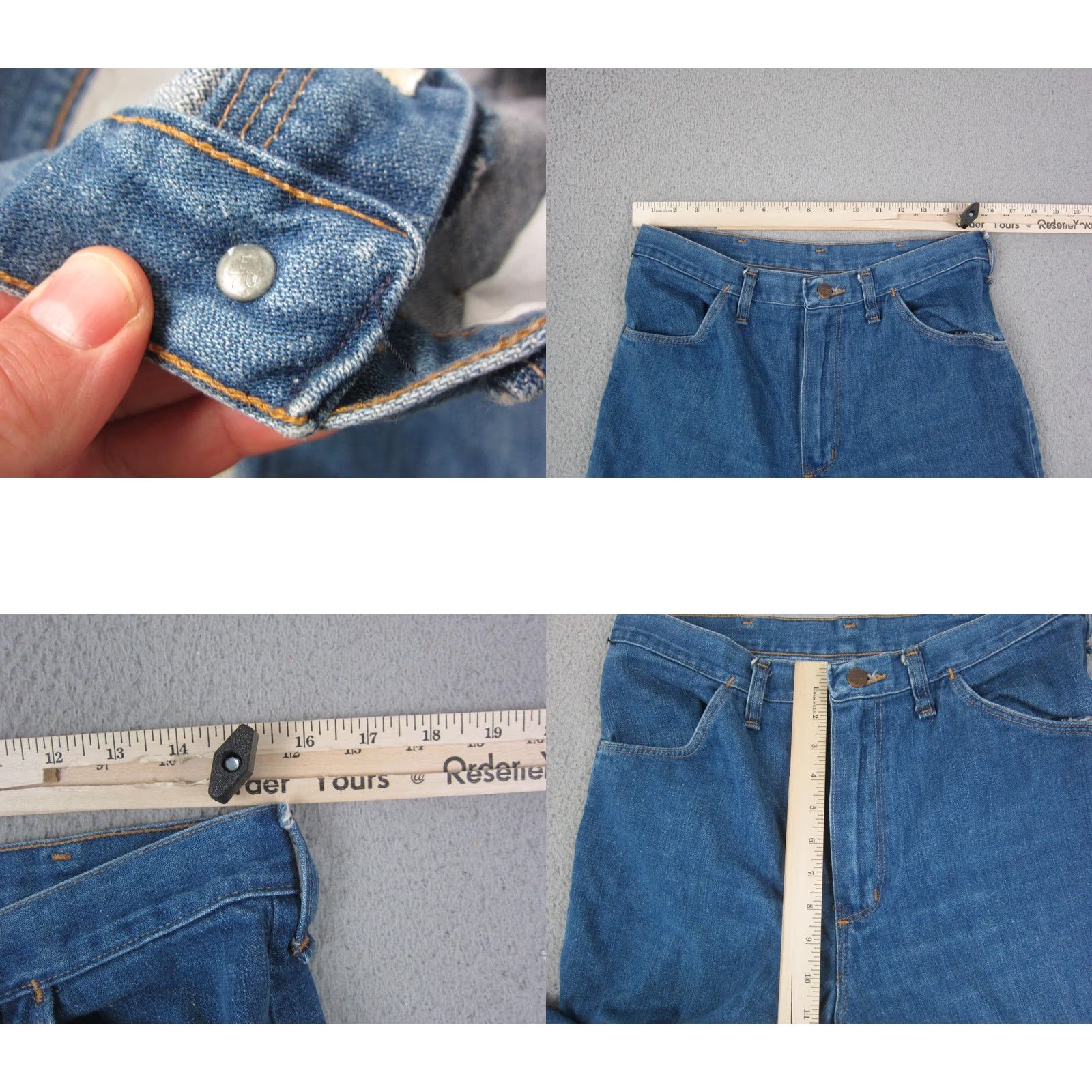 Wrangler VINTAGE Wrangler Jeans Womens 31 L26 Blue Bootcut Bell Bottom Flare Stitching Retro Size 24" / US 00 / IT 34 - 8 Thumbnail