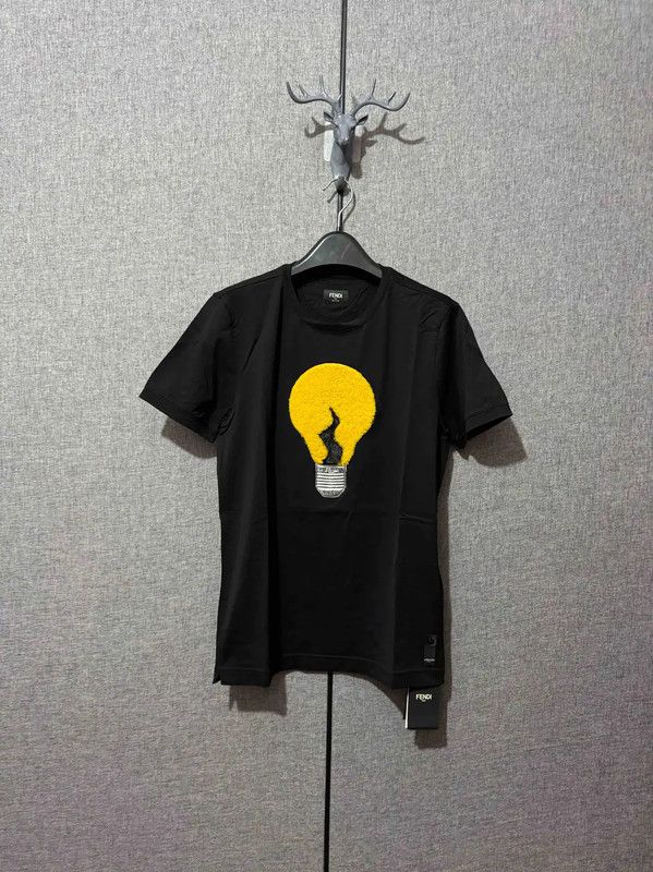 Fendi Fendi Black Cotton Logo T-shirt for Men 0089 Size US M / EU 48-50 / 2 - 1 Thumbnail