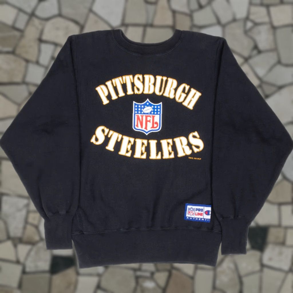 VINTAGE Steelers Champion Reverse Weave Sweatshirt 1994 Pittsburgh NFL Steel ers Champion Sweatshirt Medium Black Mens