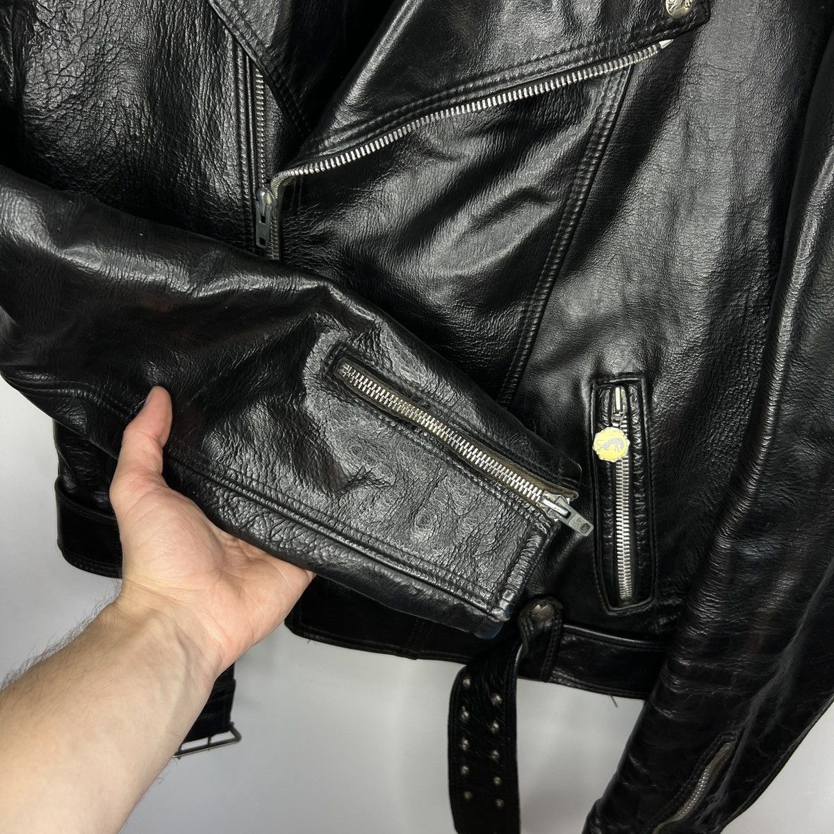 Designer 90s Real Leather Vintage Ramones Punk Biker Goth y2k Jacket Size US M / EU 48-50 / 2 - 8 Thumbnail