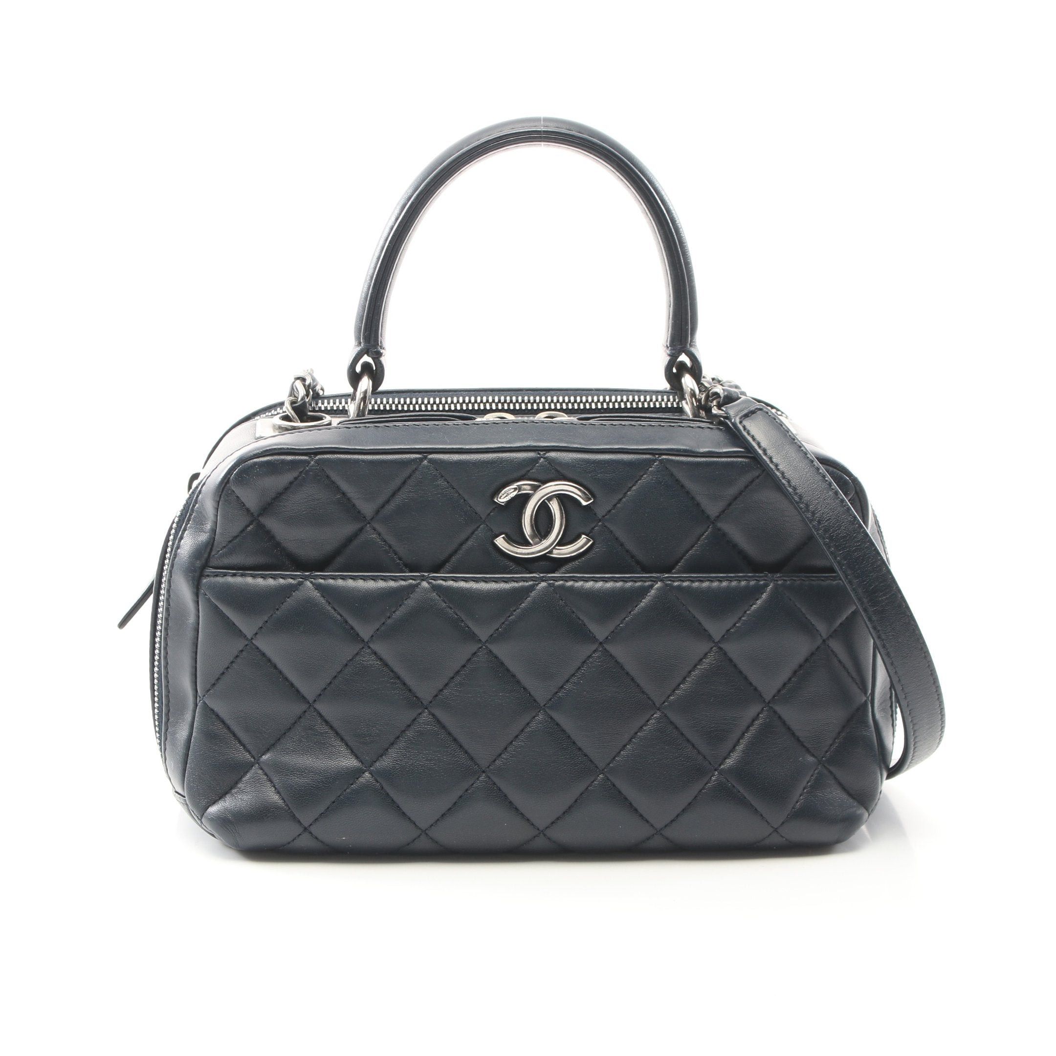 Chanel Chanel Trendy Cc Top Handle Chain Shoulder Bag Lambskin Dark Navy Antique Silver Hardware Size ONE SIZE - 1 Thumbnail