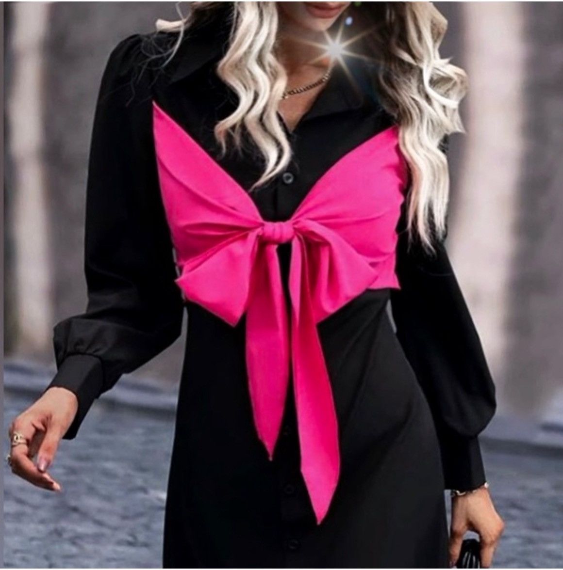 Designer × Other NWT, Lavishly Paris Women’s BowTie Shirt Dress Size M / US 6-8 / IT 42-44 - 5 Thumbnail