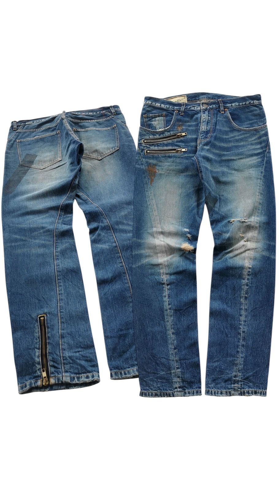 Japanese Brand RNA Alternativves Zipper Twist Leg Tapered Jeans Size US 32 / EU 48 - 2 Thumbnail