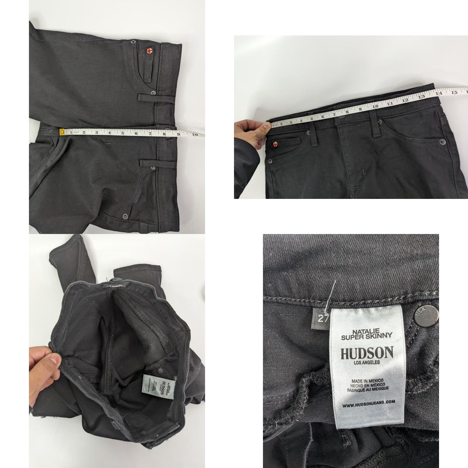 Hudson Hudson Natalie Super Skinny Distressed Women's Black Jeans Size 27 Low Rise Size 27" / US 4 / IT 40 - 8 Thumbnail