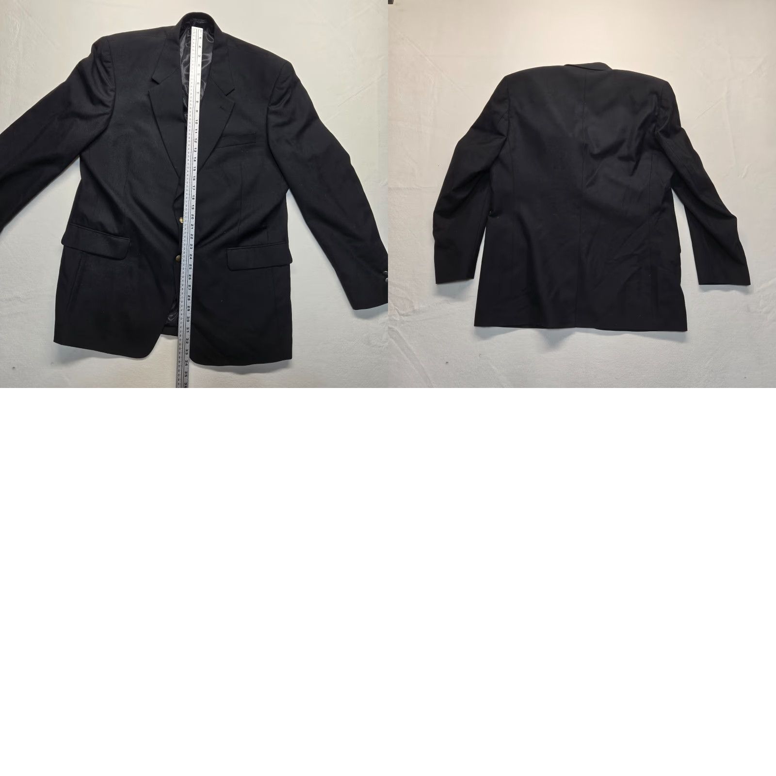 Vintage Hunt Valley Blazer Jacket Men Long Black Wool Polyester Blend Sport Coat 46L Size 46R - 9 Thumbnail