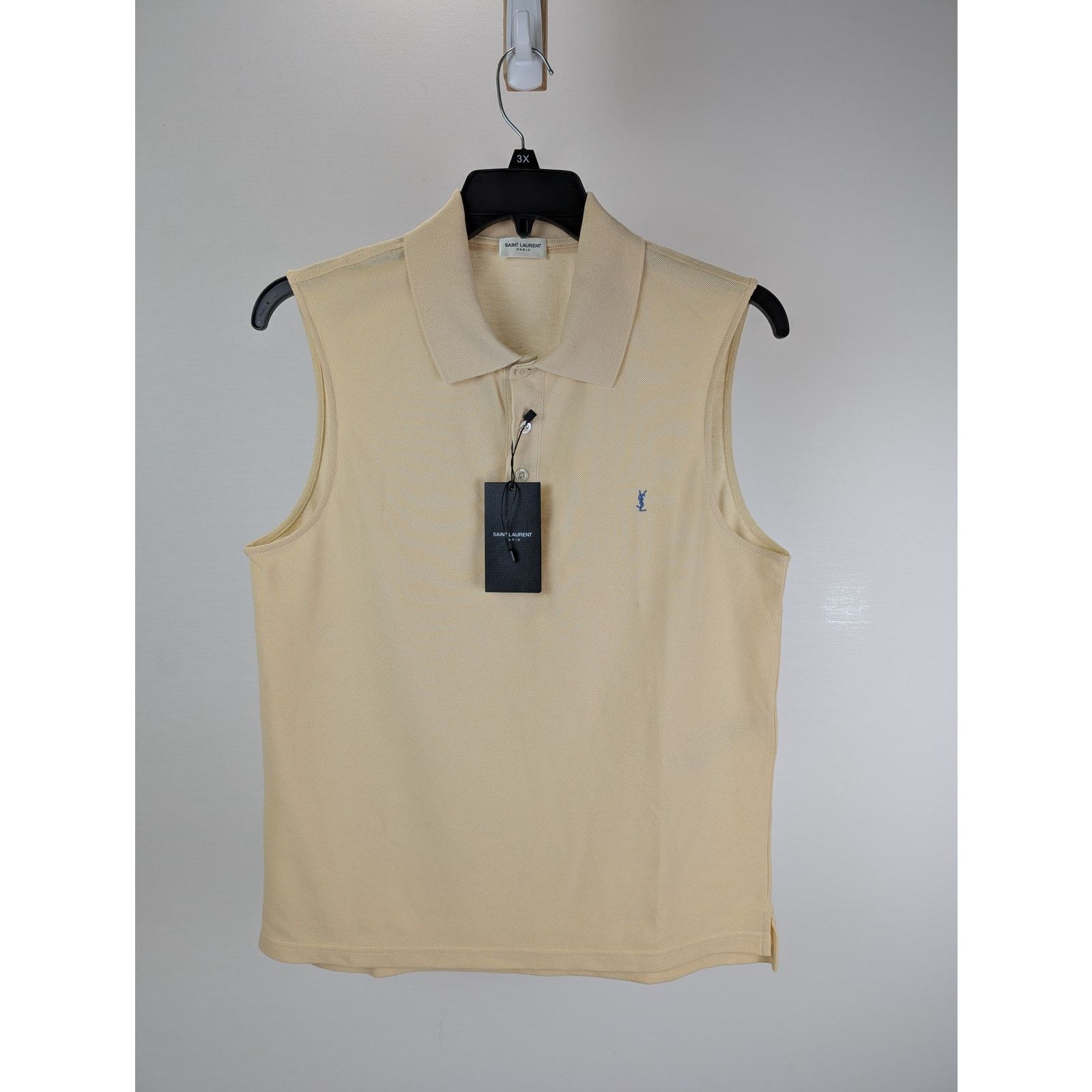 Saint Laurent Paris o1rshd1 Polo Sans Manches Broderie Vest in Cream Size US XL / EU 56 / 4 - 1 Thumbnail