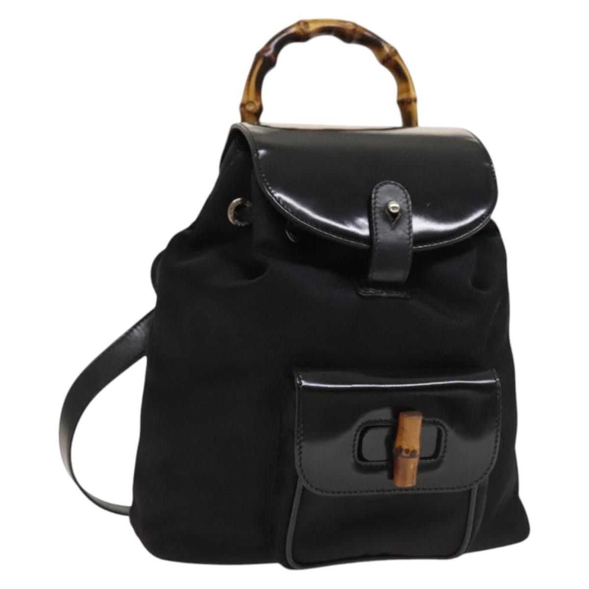 Gucci Gucci Vintage Bamboo Backpack Nylon and Patent Leather Size ONE SIZE - 1 Thumbnail
