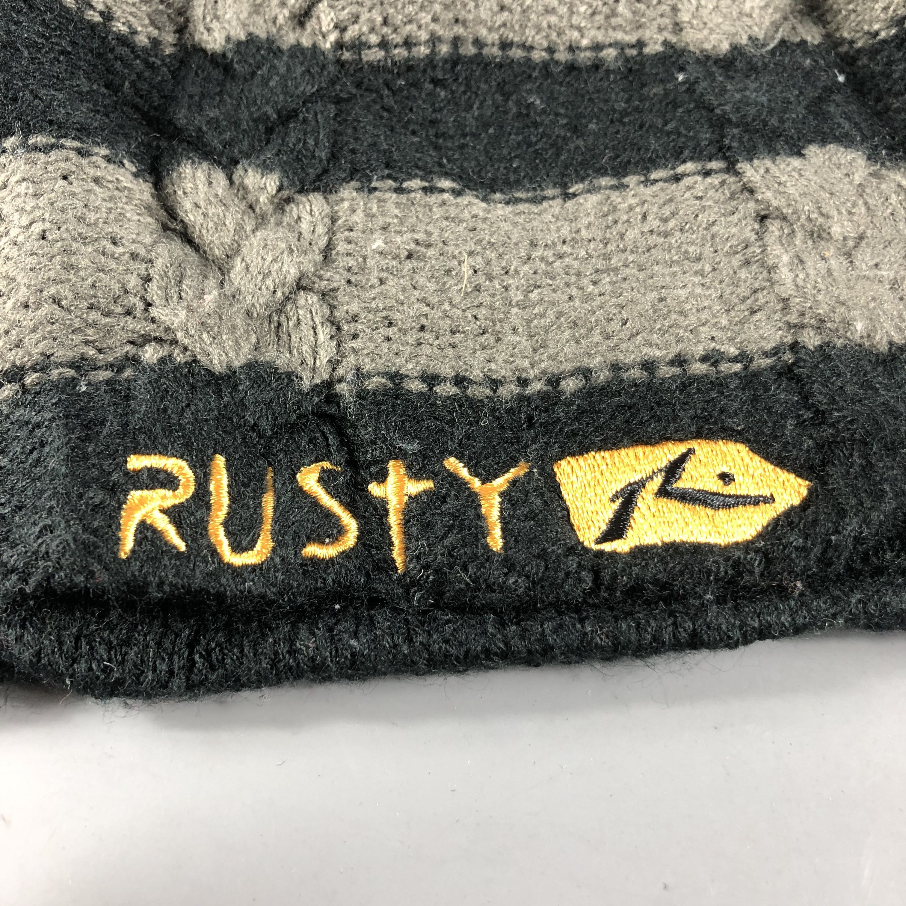 Rusty Rusty Striped Cable Knit Beanie Snowcap Snow Hat B549 Size ONE SIZE - 4 Thumbnail