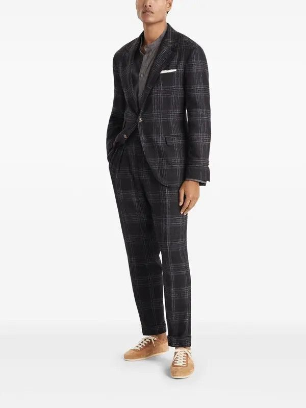 Brunello Cucinelli o1y0526 Single-breasted Blazer in Black/Gray Size US L / EU 52-54 / 3 - 5 Thumbnail