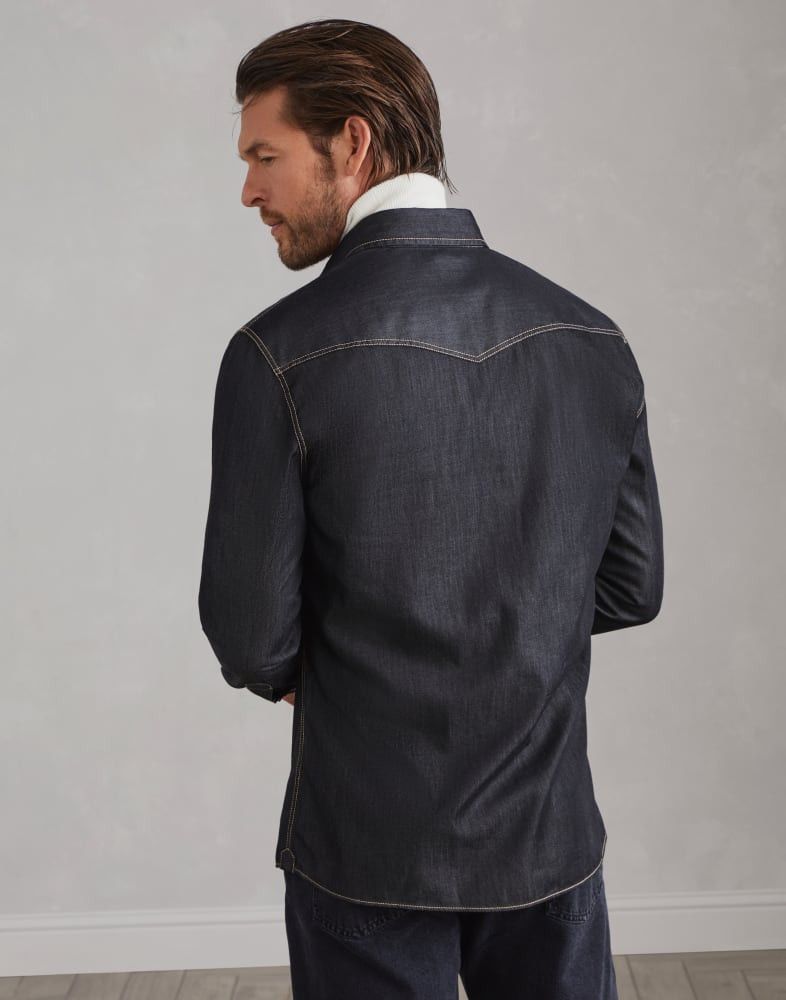 Brunello Cucinelli o1w1db10825 Denim Shirt in Grey Size US M / EU 48-50 / 2 - 5 Thumbnail
