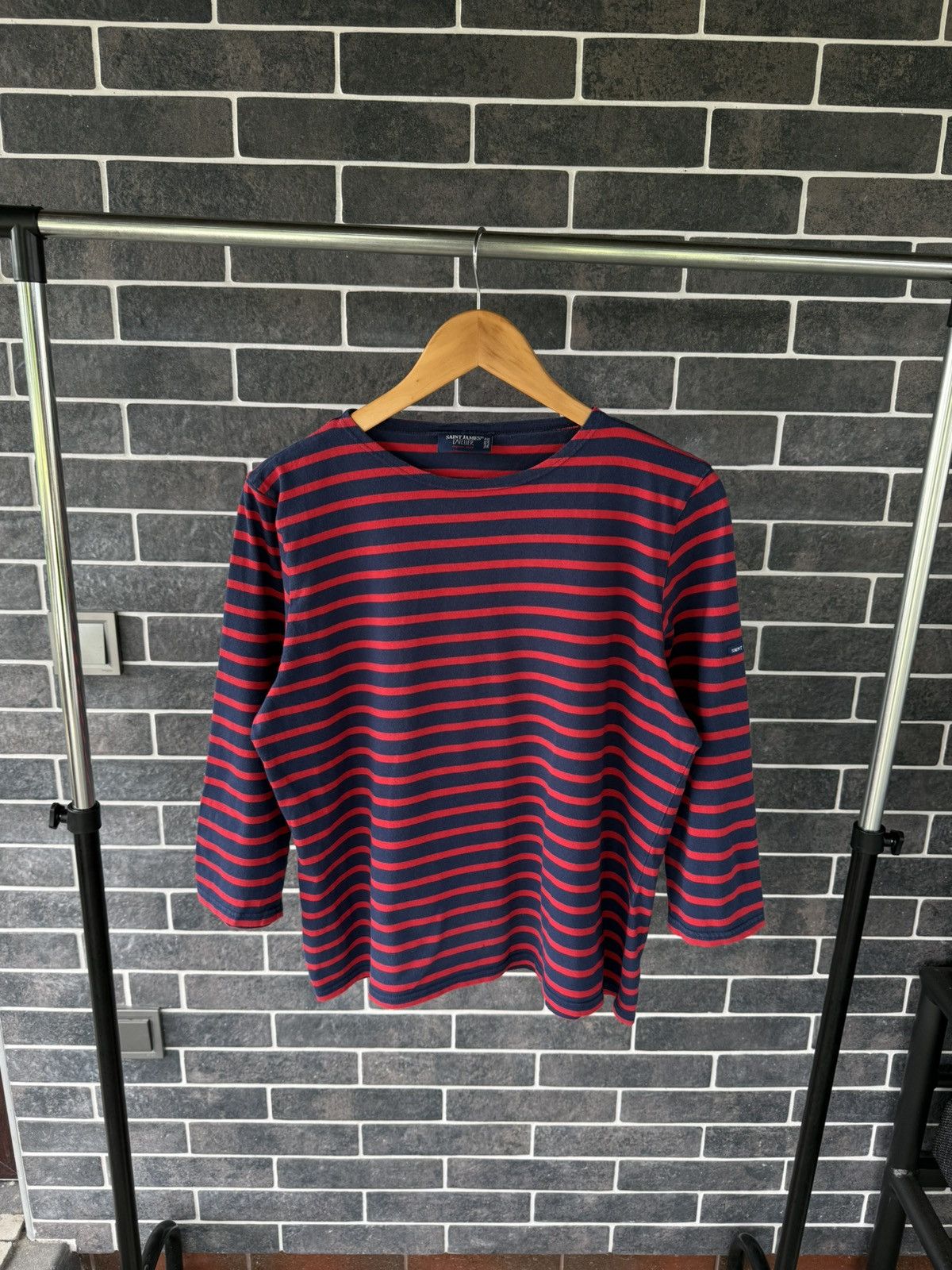 Saint James Asap Rocky Long Sleeve Stripes T-Shirt in Red, Men's
