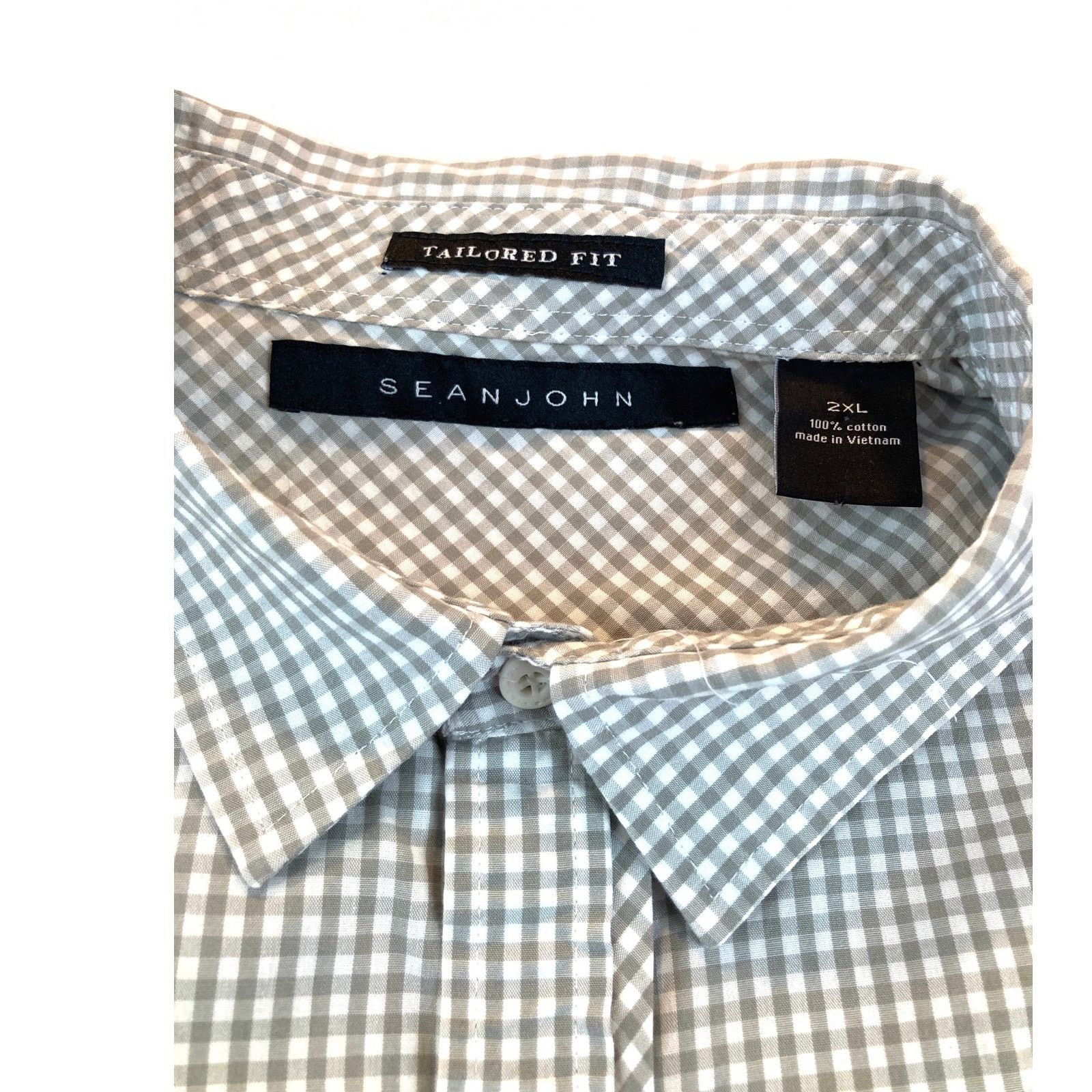 Sean John Sean John 2XL Long Sleeve Tailored Shirt Pocket Gray Check Size US XXL / EU 58 / 5 - 6 Thumbnail