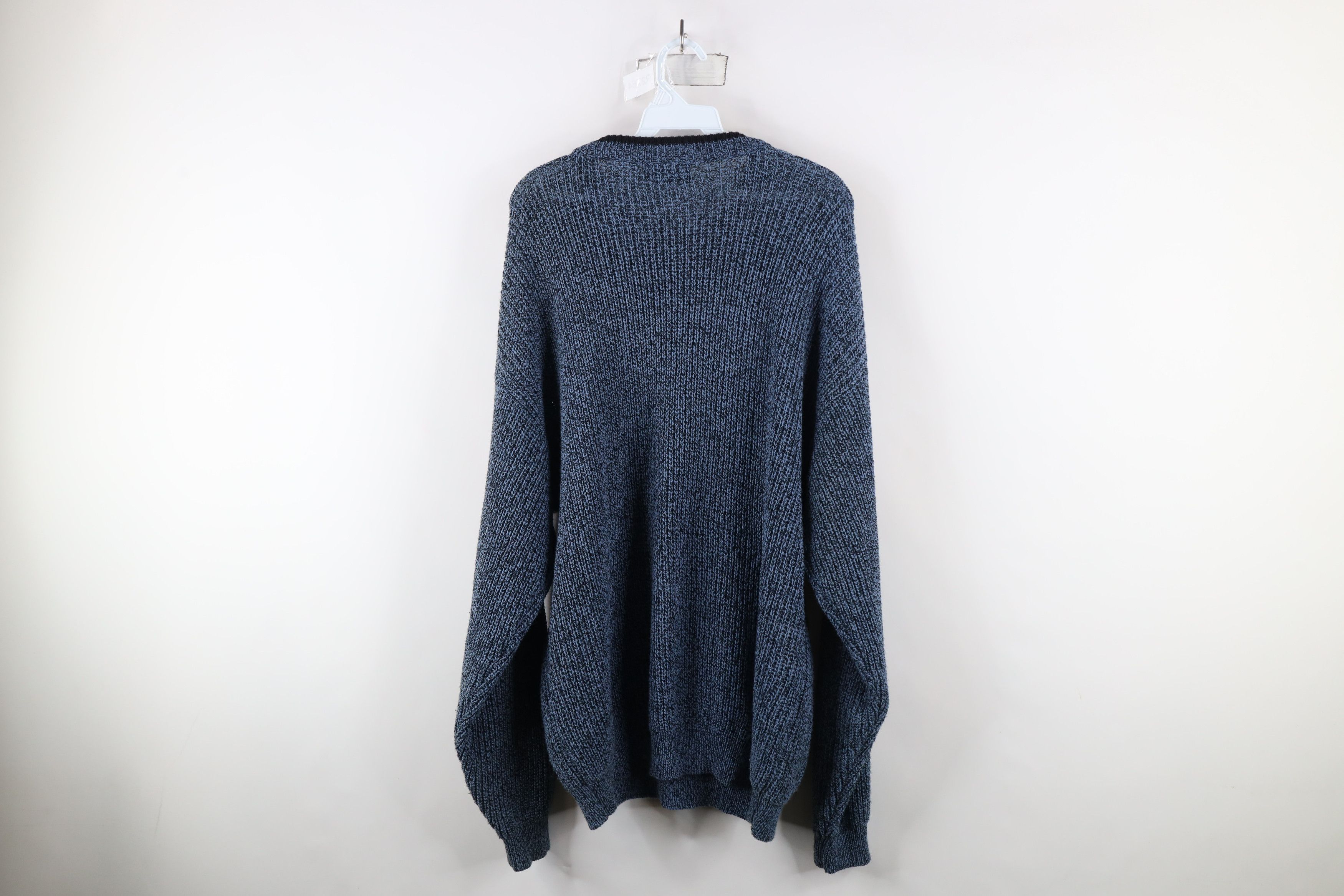 Vintage Vintage 90s Streetwear Blank Chunky Ribbed Knit Sweater Blue Size US XL / EU 56 / 4 - 11 Thumbnail