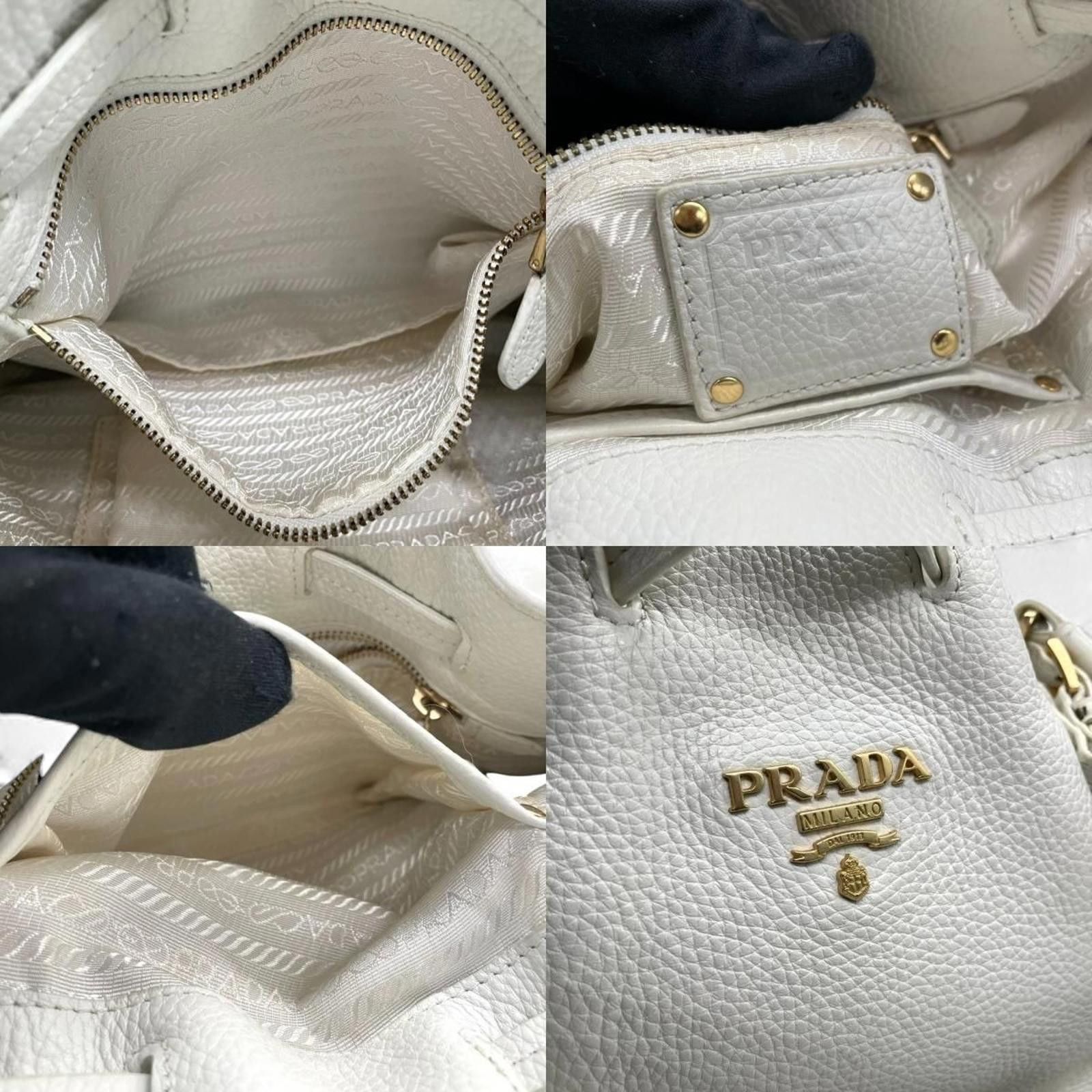 Prada Prada - White Leather Tote Bag Tassel Size ONE SIZE - 7 Thumbnail