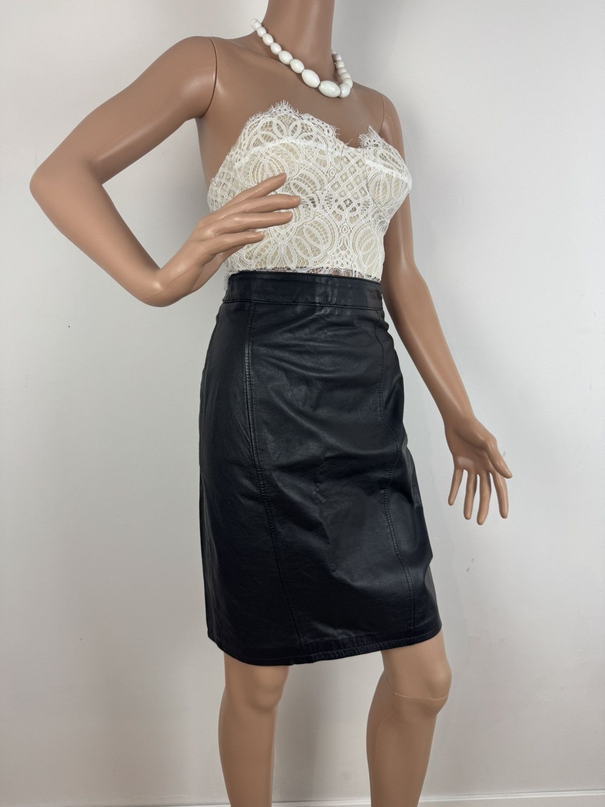 Other Vintage 80s PELLE CUIR Leather High-Waisted Pencil Skirt Size 27" / US 4 / IT 40 - 1 Thumbnail