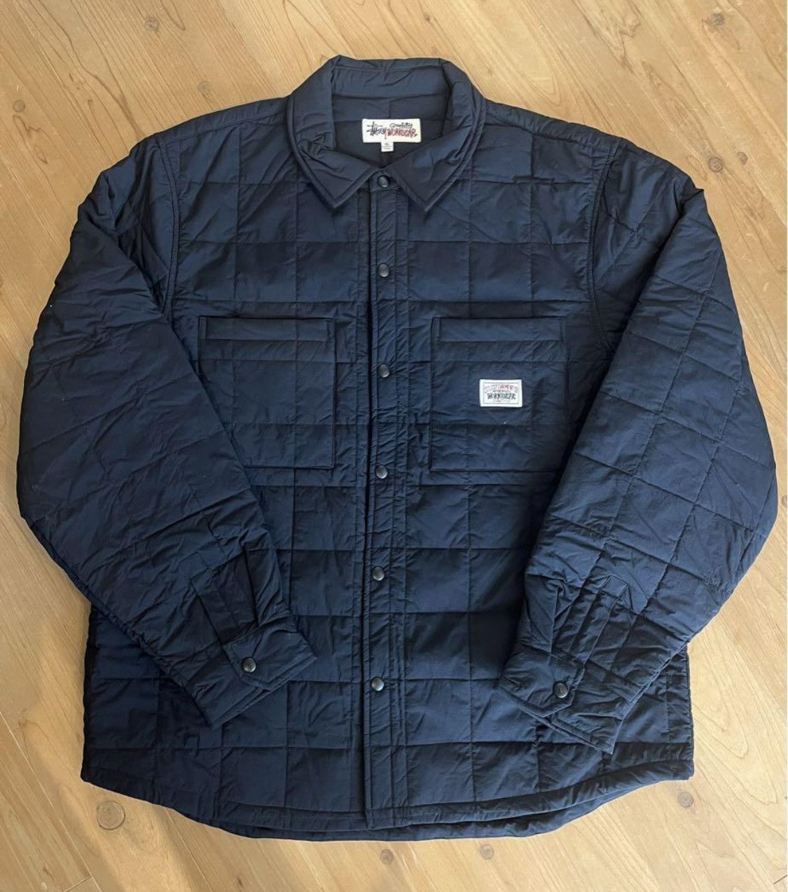 Image of Stussy Quilted Fatigue Shirt in Black, Men's (Size XL)