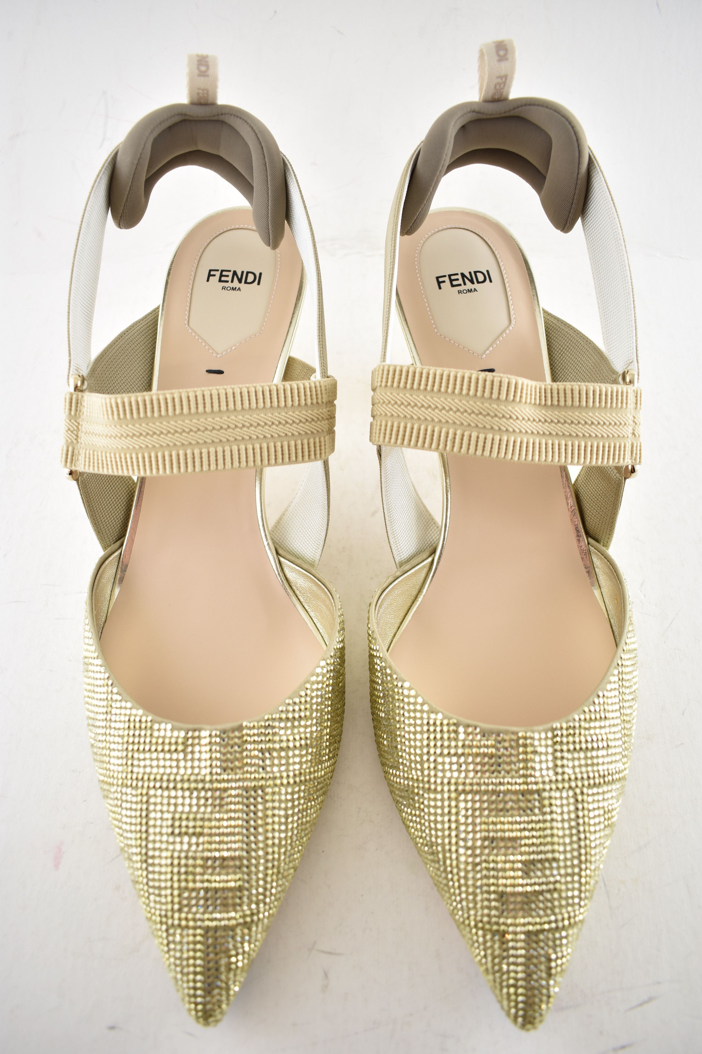 Fendi Colibri 55mm Strass Crystal FF Logo Slingback Heel Pump 42 Size US 12 / IT 42 - 7 Thumbnail