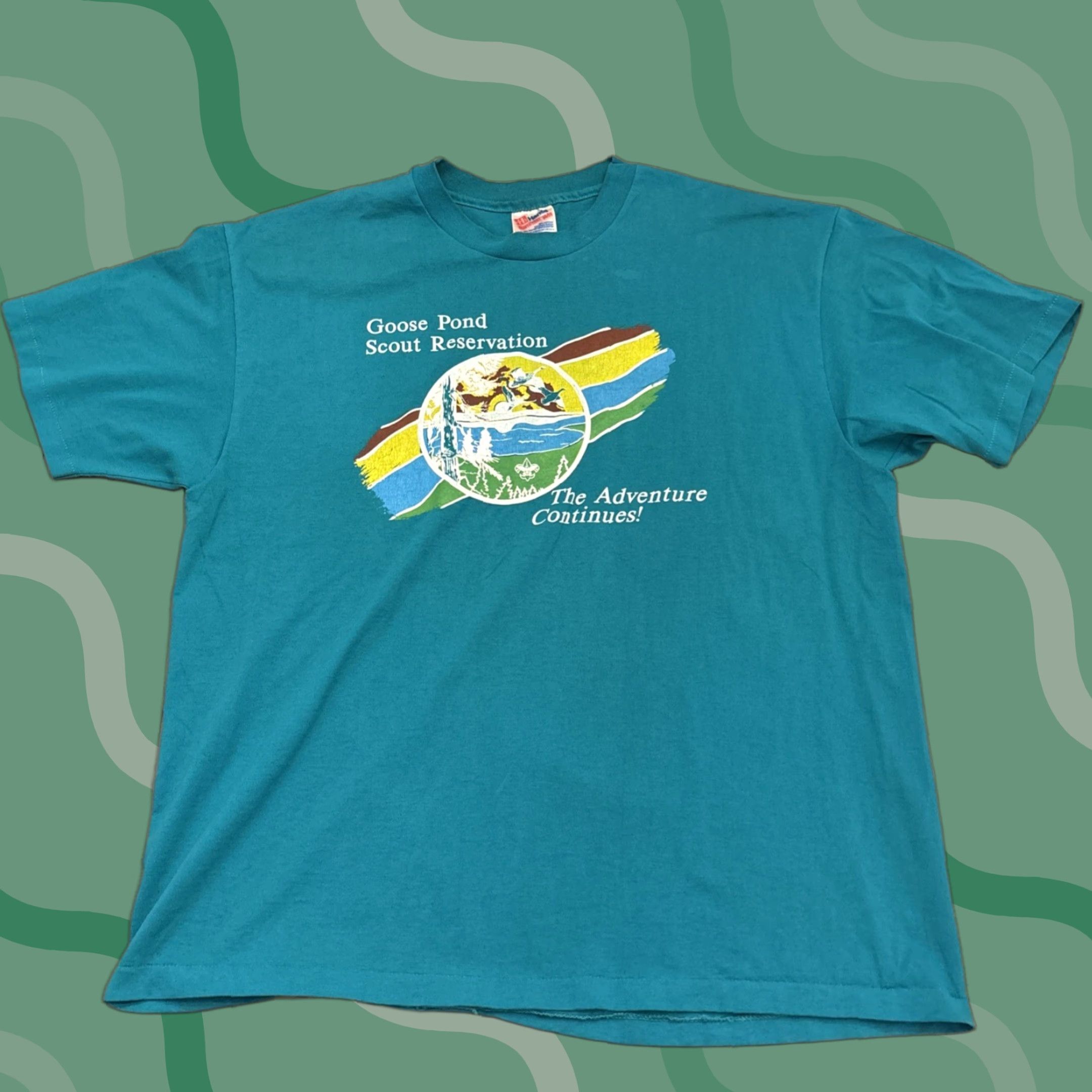 Hanes VINTAGE Hanes Goose Pond Scout Reservation T Shirt XL Teal Crew Neck Men Single Stitch BSA 90s-Event Size US XL / EU 56 / 4 - 1 Thumbnail