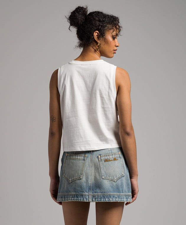 Balmain o1s1wg110825 Western Tank Top in White Size L / US 10 / IT 46 - 3 Thumbnail