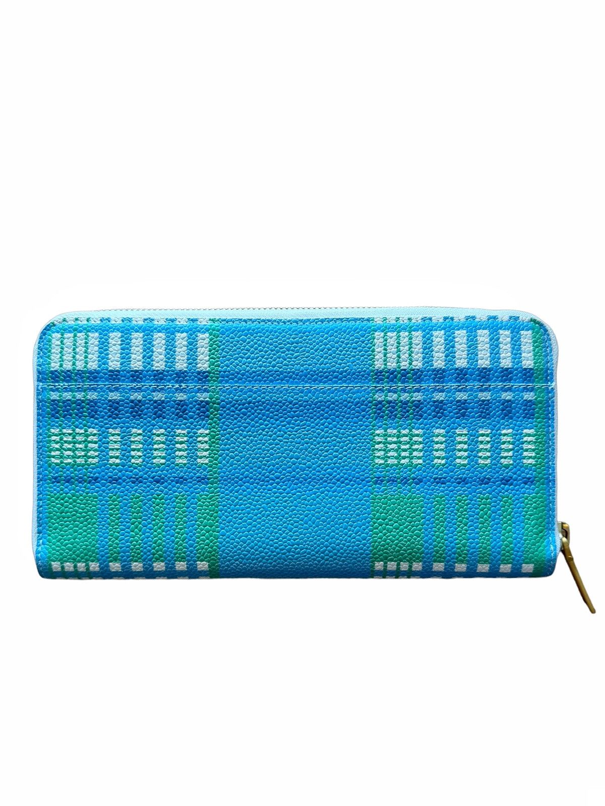 Thom Browne Pebble Grain Blue Plaid Leather Wallet Size ONE SIZE - 3 Thumbnail