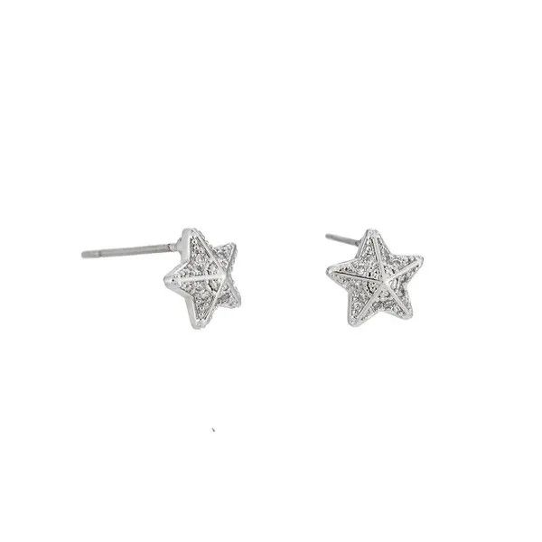 Jewelry Silver Star Stud Earrings, Sparkling Crystal Earrings Size ONE SIZE - 4 Thumbnail