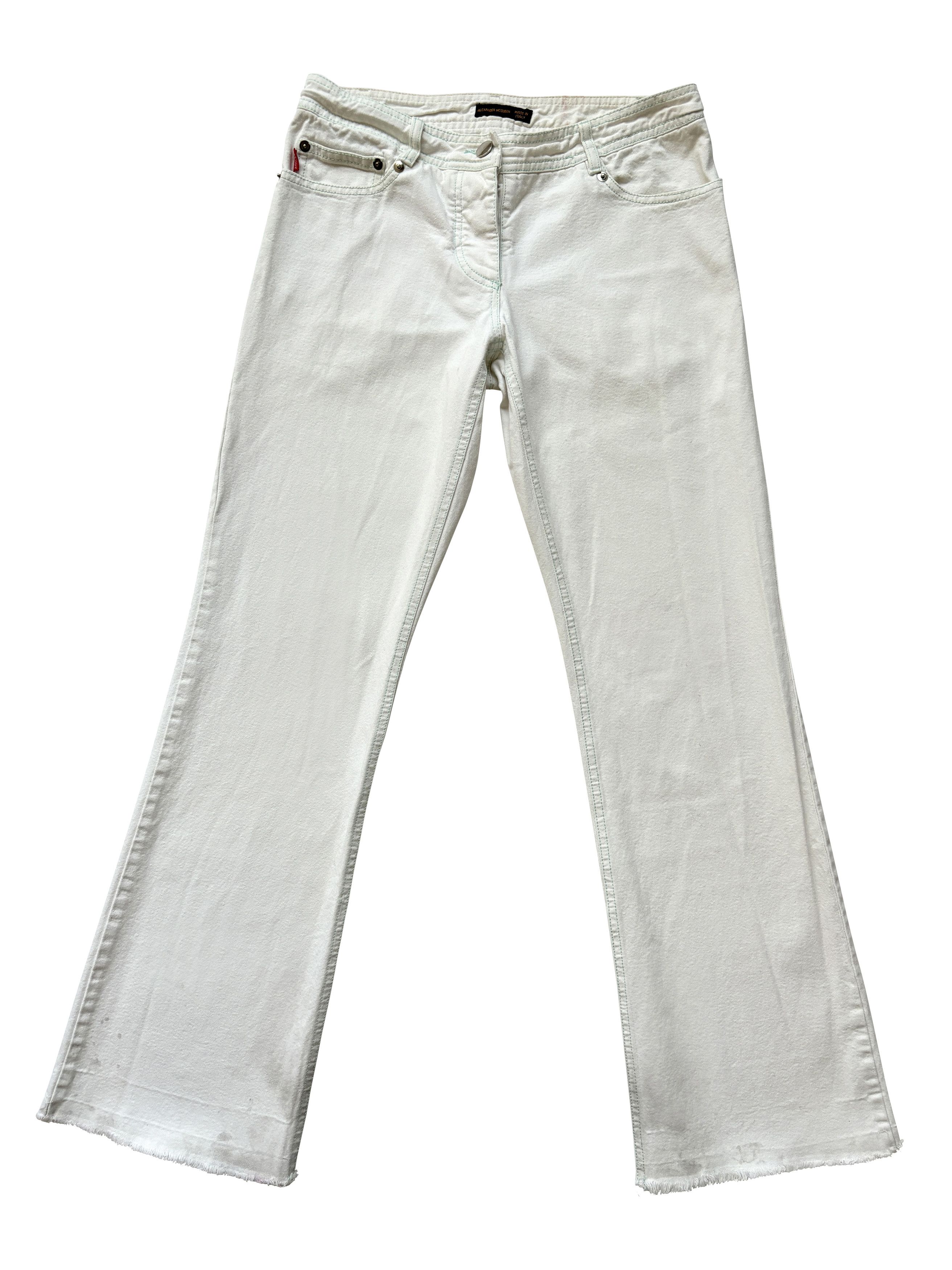 Alexander McQueen ⚡️QUICK SALE⚡️1998 Alexander McQueen White Denim Jeans Size 30" / US 8 / IT 44 - 1 Thumbnail
