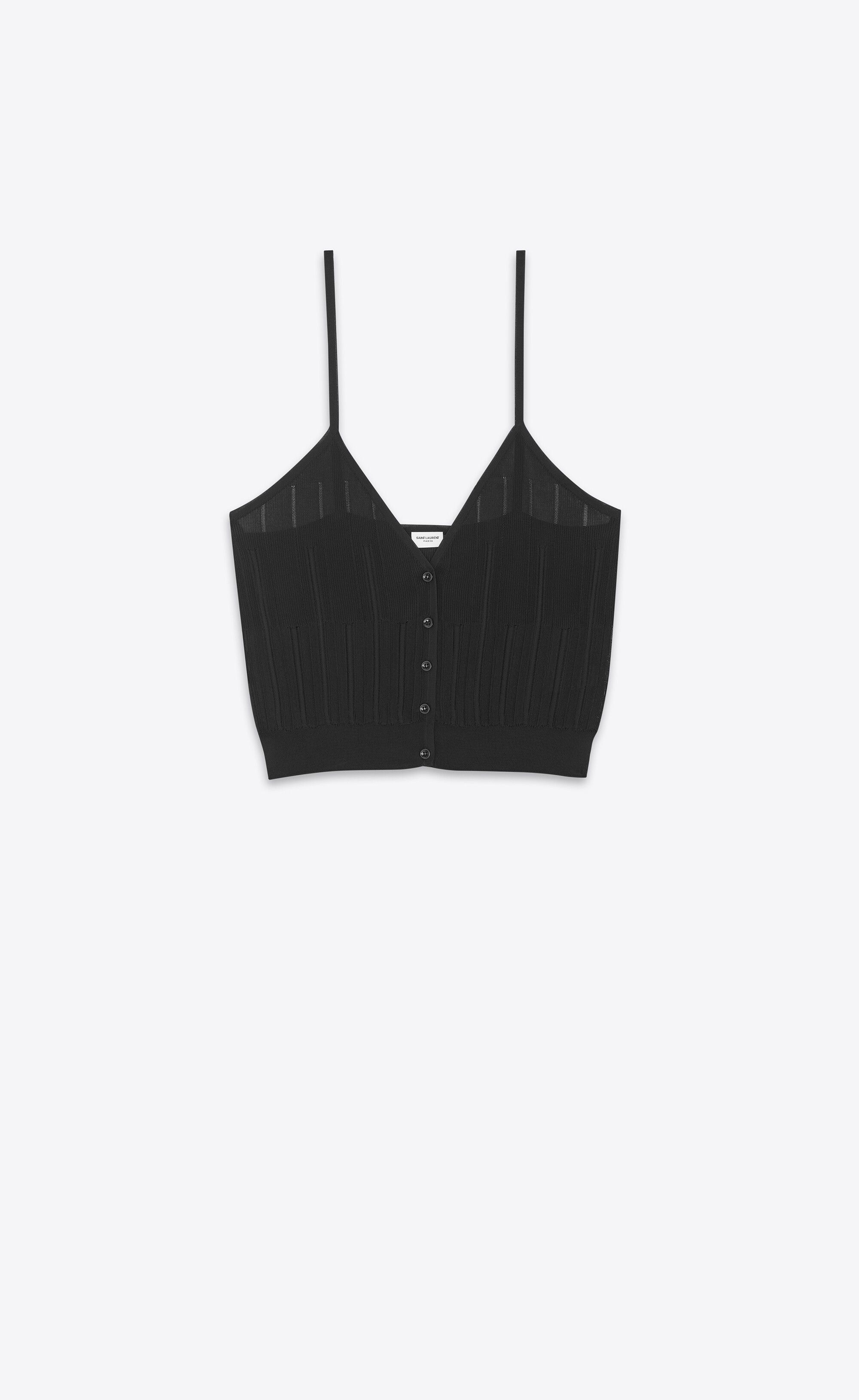 Saint Laurent Paris o1s1wg110825 780393 Tank Top in Striped Knit in Black Size L / US 10 / IT 46 - 1 Thumbnail