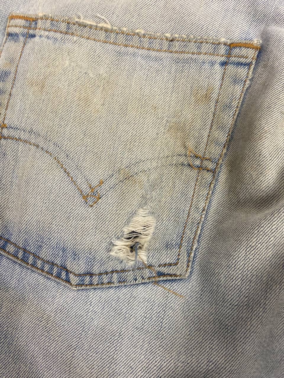 Levi's vintage levis 505 distressed denim nice design Size US 33 - 4 Thumbnail