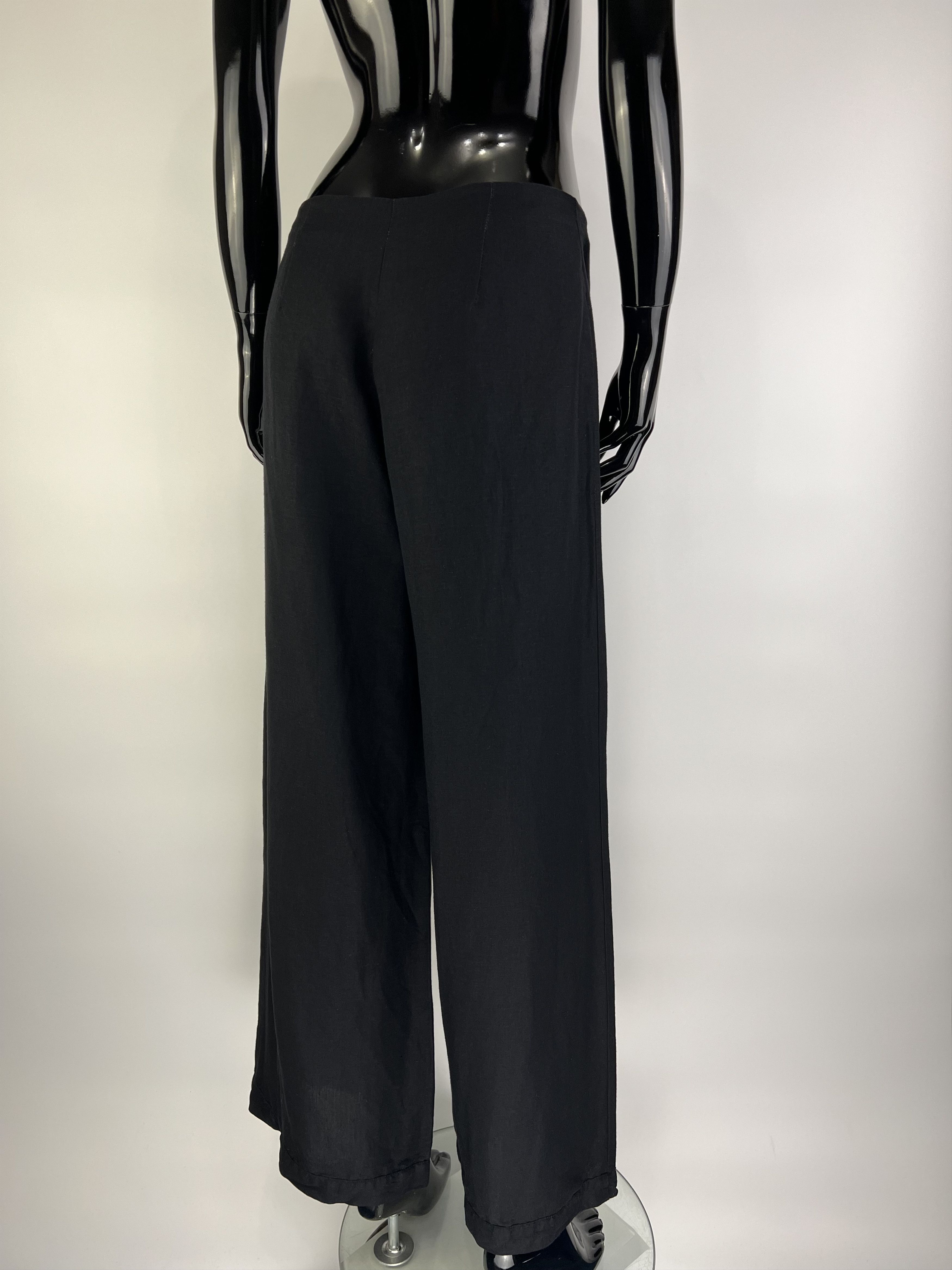 Sarah Pacini Sarah Pacini Black Linen Rayon Trousers Pants Size 2 Size 30" / US 8 / IT 44 - 3 Thumbnail