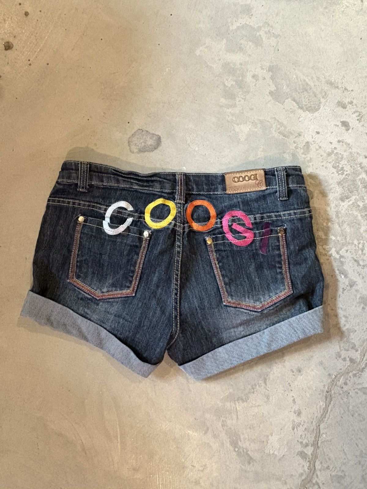 COOGI multi colour embroidered lettering shorts