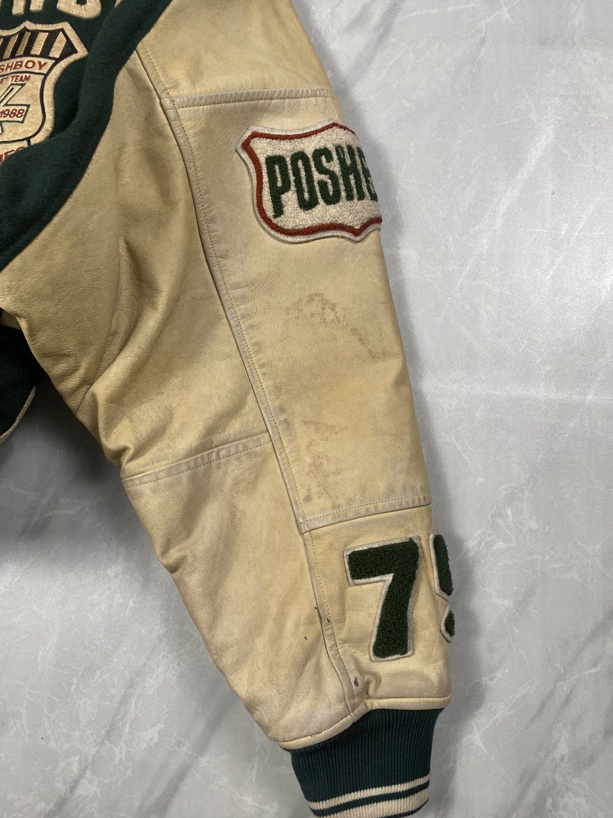 Japanese Brand Rare Vintage 80-90s Poshboy Varsity Leather Jacket Size US L / EU 52-54 / 3 - 5 Thumbnail