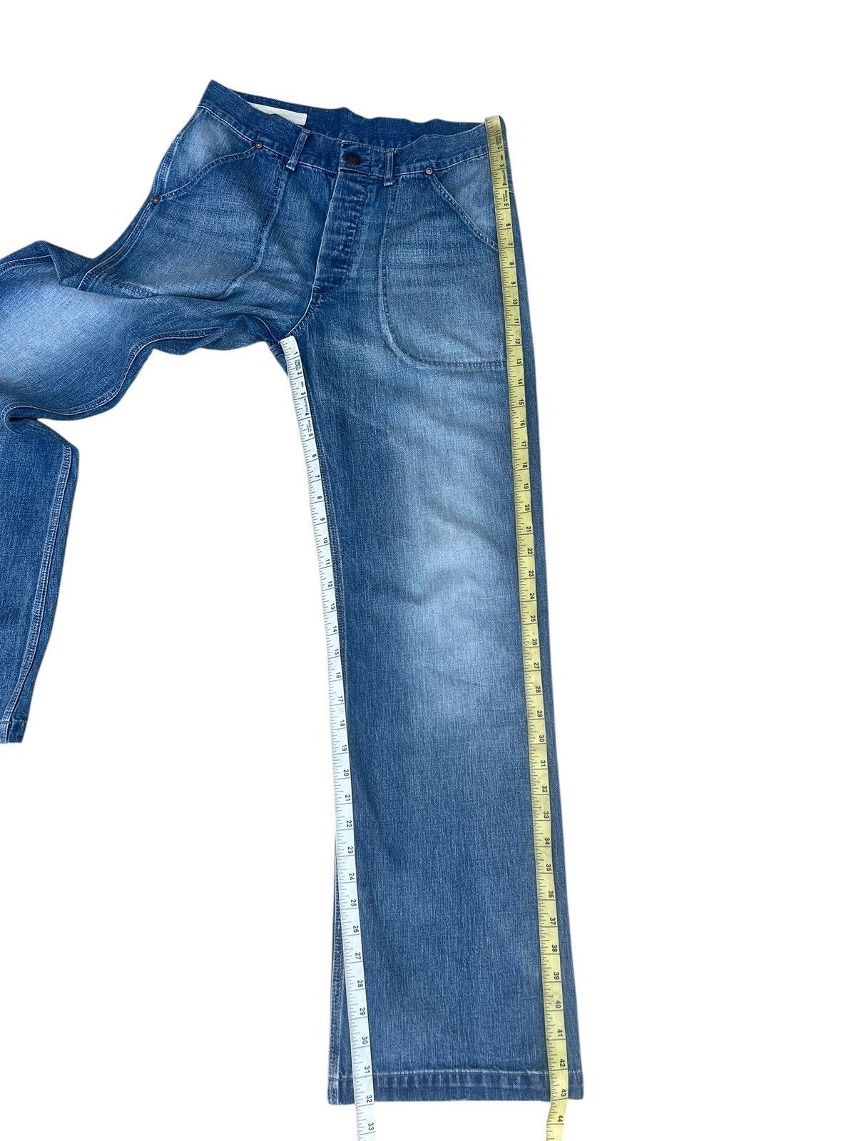 Blue Blue Japan Loose Flare Inpaichthys Kerri Japan Fade Denim Work Jeans Size US 30 / EU 46 - 3 Thumbnail