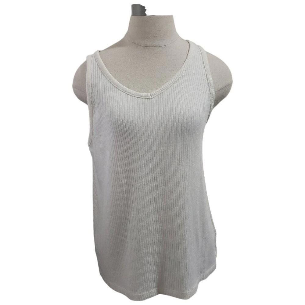 Designer CT1837 Haven Well Within Cream Ribbed Lounge Tank Top M Size M / US 6-8 / IT 42-44 - 1 Thumbnail