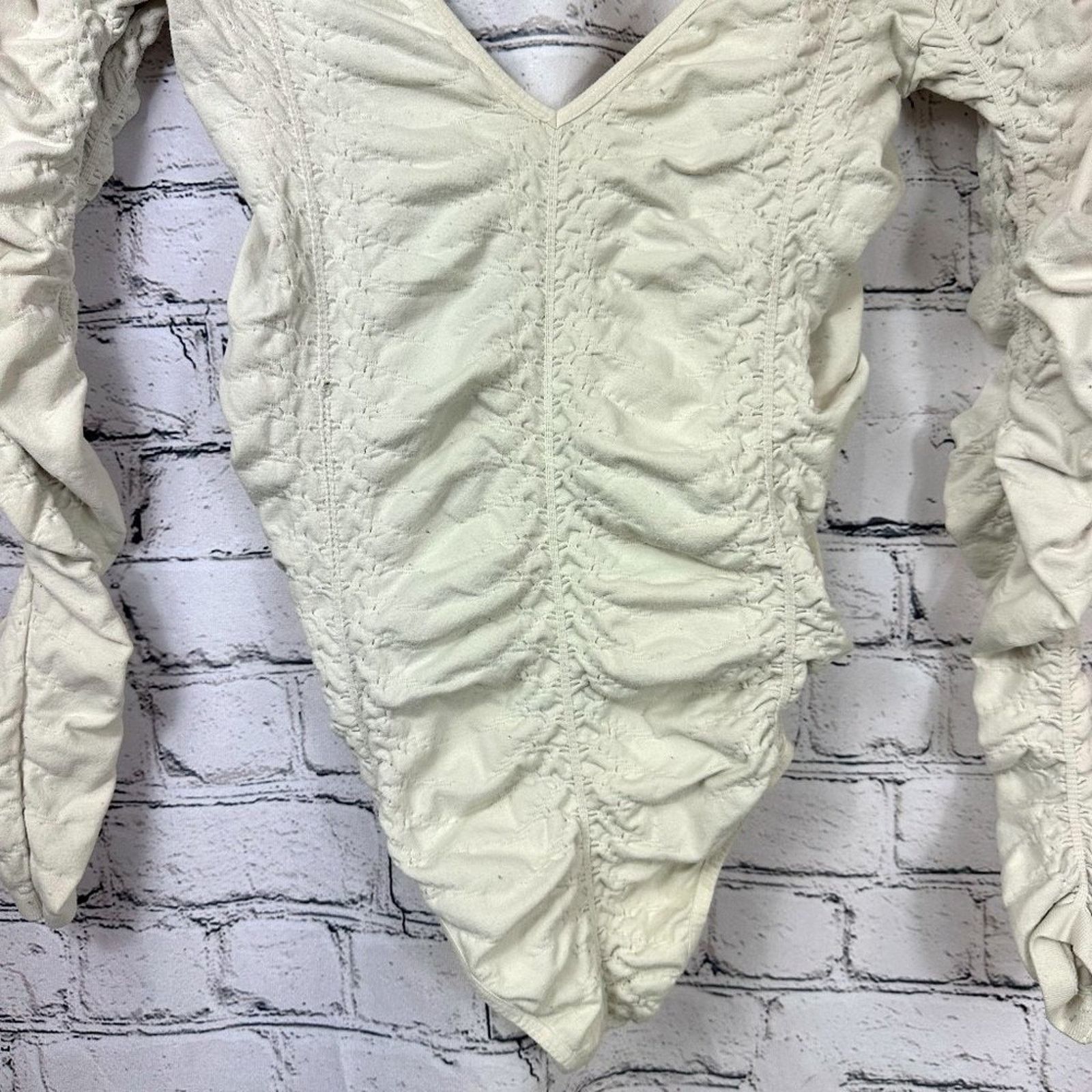 Free People Free People Intimately Ruched Bodysuit - Cream - size M/L Size ONE SIZE - 5 Thumbnail
