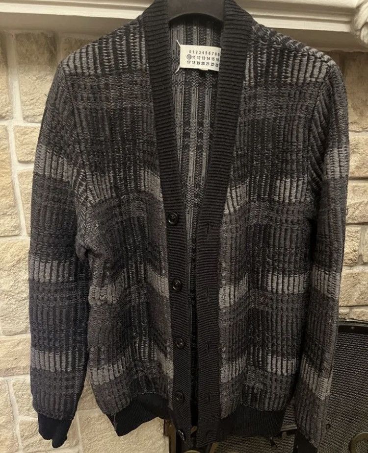 image of Maison Margiela Wool Cozy Knitted Detail Button Cardigan in Grey, Men's (Size Medium)