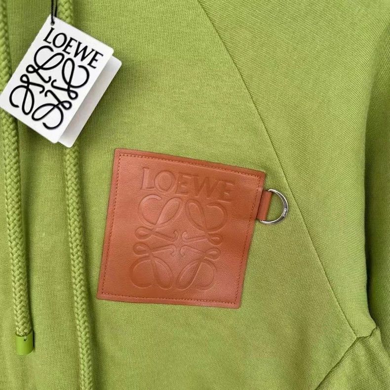 loewe Spliced leather patch short hoodie 2506-Nextarrow