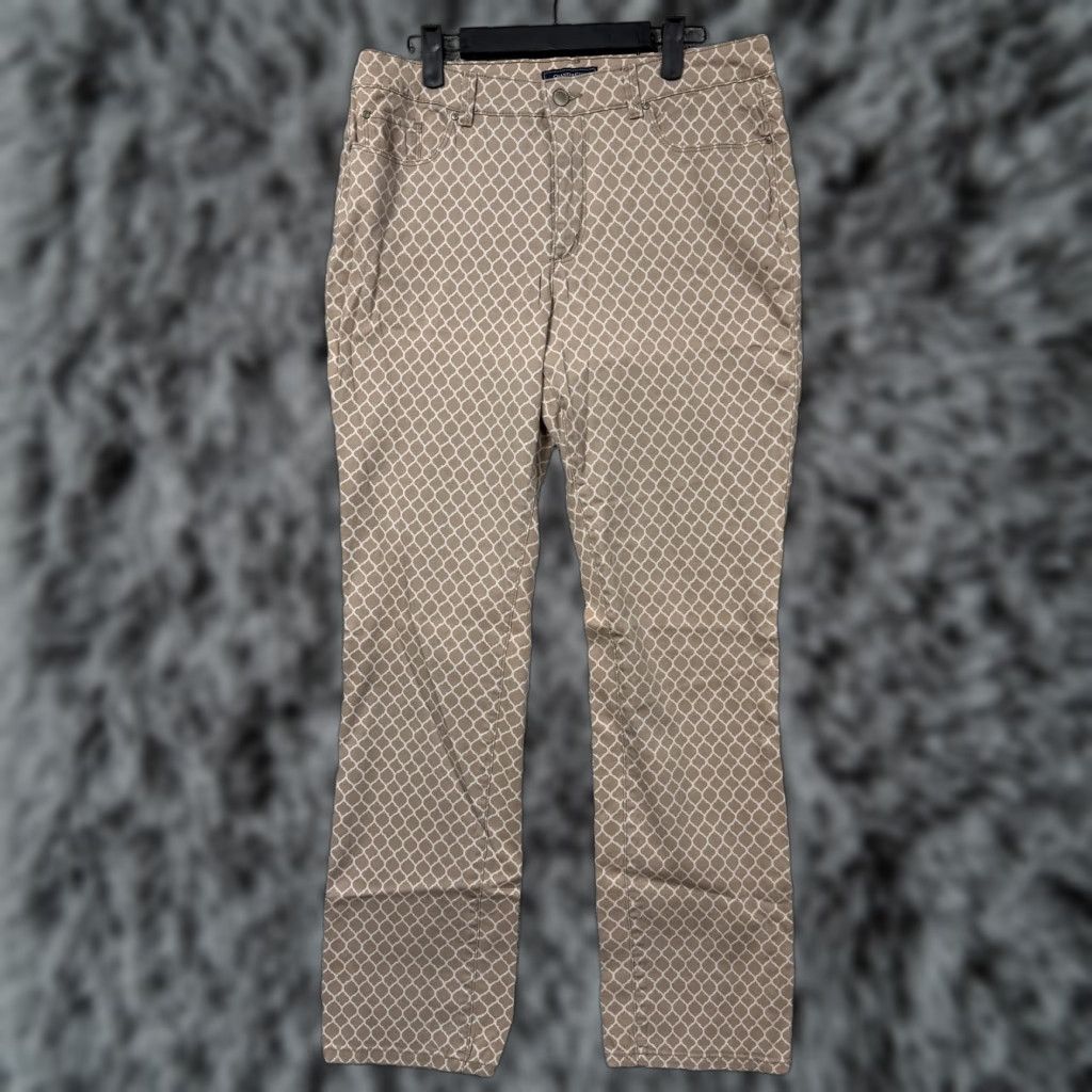 Charter Club Charter Club Lexington Straight Jeans Women 12 Tan Geometric Trellis Mod Coastal Size 34" / US 12 / IT 48 - 1 Thumbnail