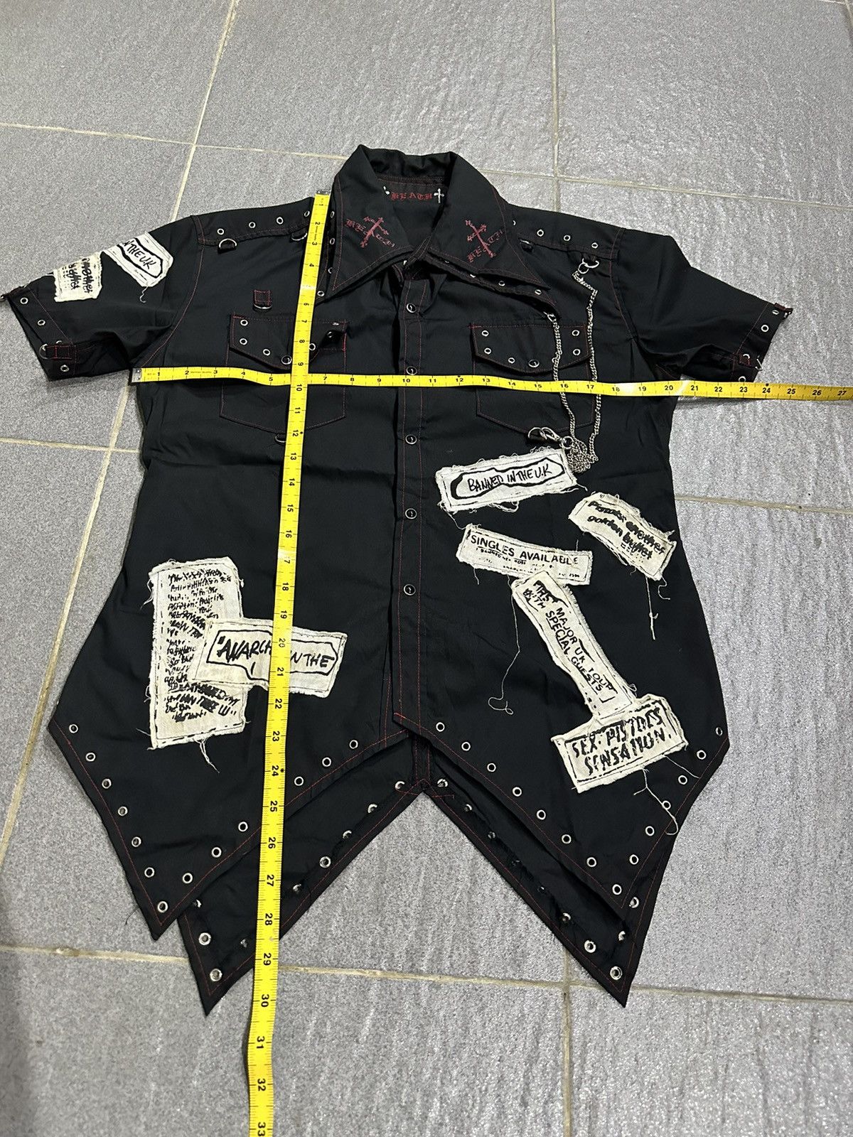 Japanese Brand Punk Asymmetrical Studded eyelets Shirt by Keystation Size US S / EU 44-46 / 1 - 7 Thumbnail