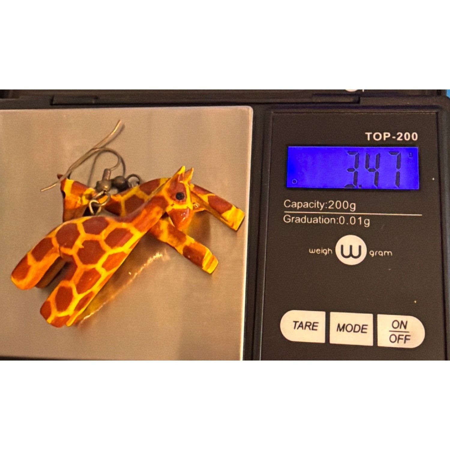 Other Hand painted Giraffe Dangle Wood Earrings Lightweight Hooks Size ONE SIZE - 6 Thumbnail