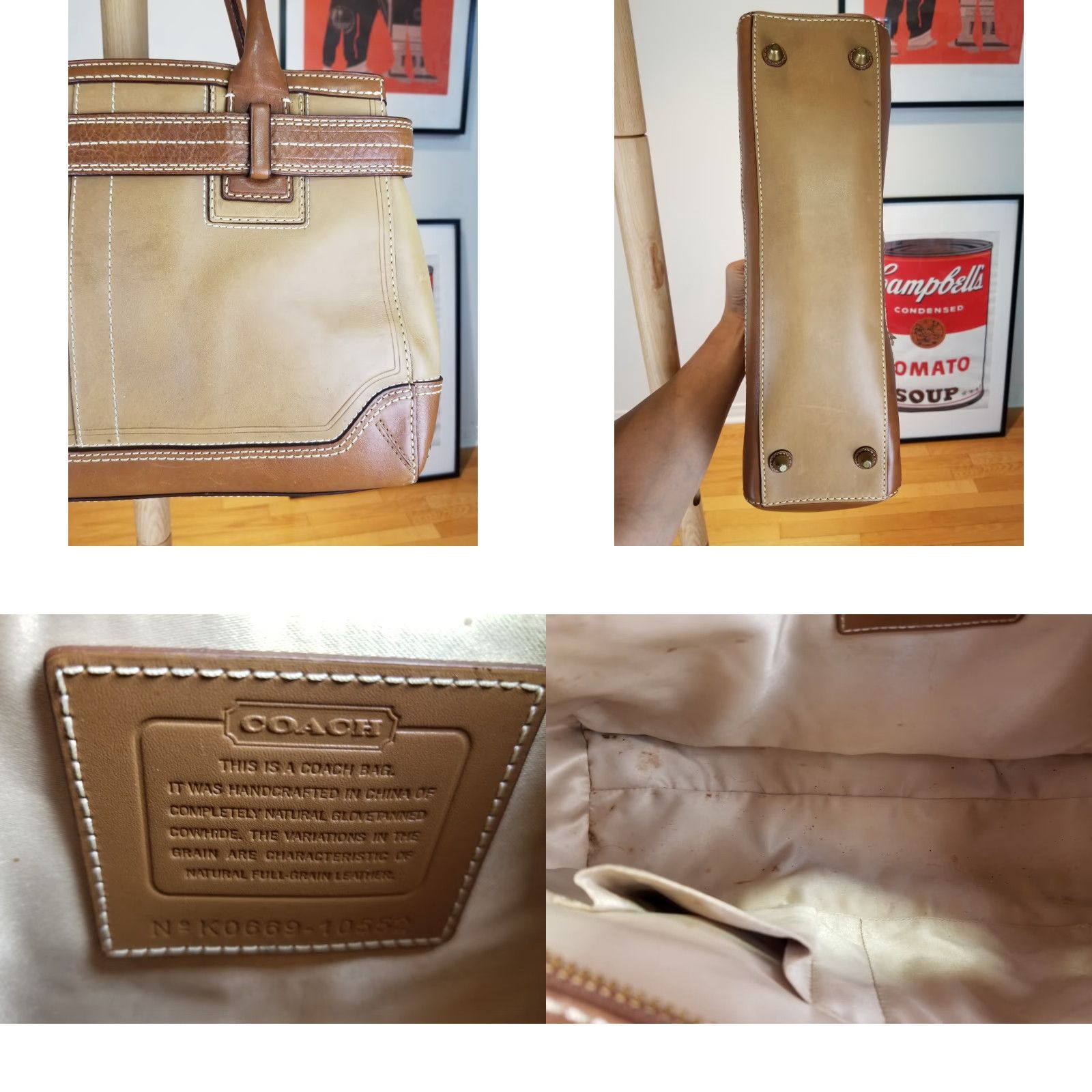 Coach VINTAGE Y2K COACH Leather Shoulder Handbag SZ 14x10x4 Womens Leather PVC Brown Checkered Bag Width 4in Height 10in Length 14in Mens Womens Boys Girls Size ONE SIZE - 9 Thumbnail