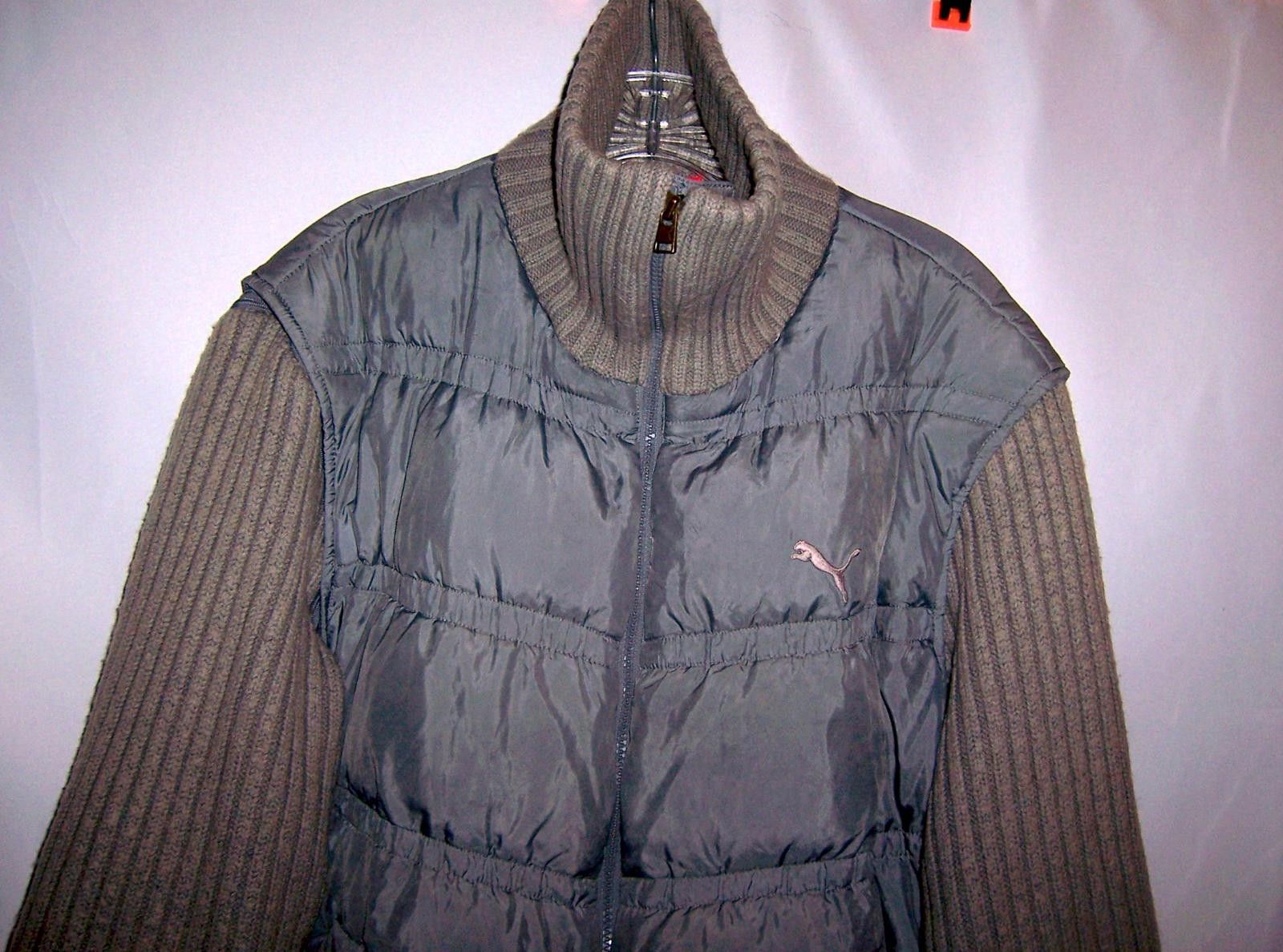 Puma Vintage Puma Men's XL Down Puffer Jacket Knit Sleeves - Grey Size US XL / EU 56 / 4 - 3 Thumbnail