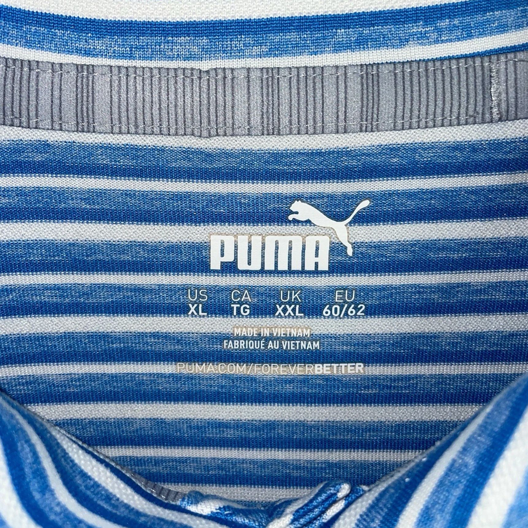 Puma Puma Polo Shirt Striped Blue XL Mens Athletic Polo Shirt Size US XL / EU 56 / 4 - 4 Thumbnail