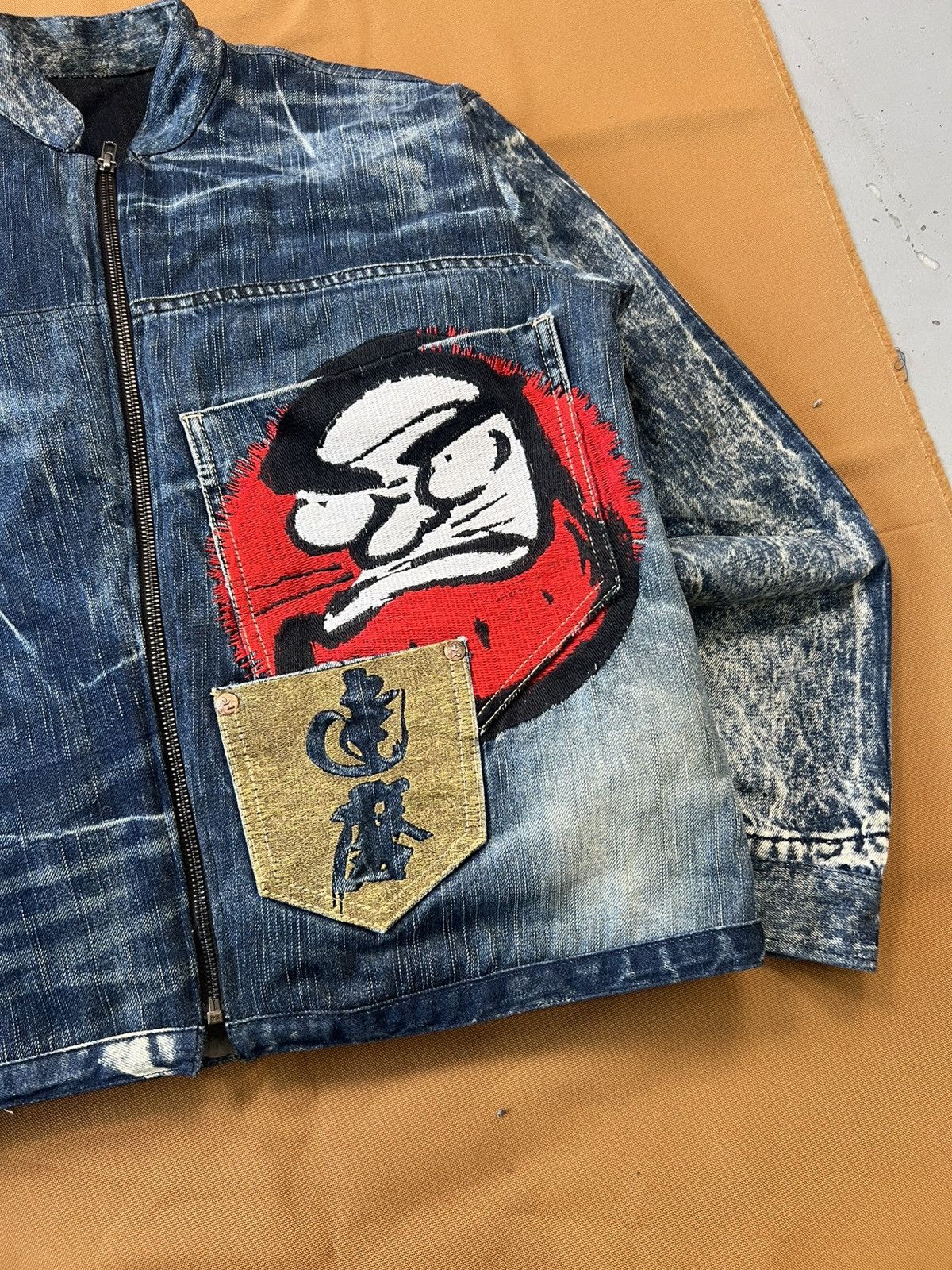 Japanese Brand × Vintage Vintage 1 0f 1 custom Japanese embroidery denim jacket - s Size US S / EU 44-46 / 1 - 4 Thumbnail