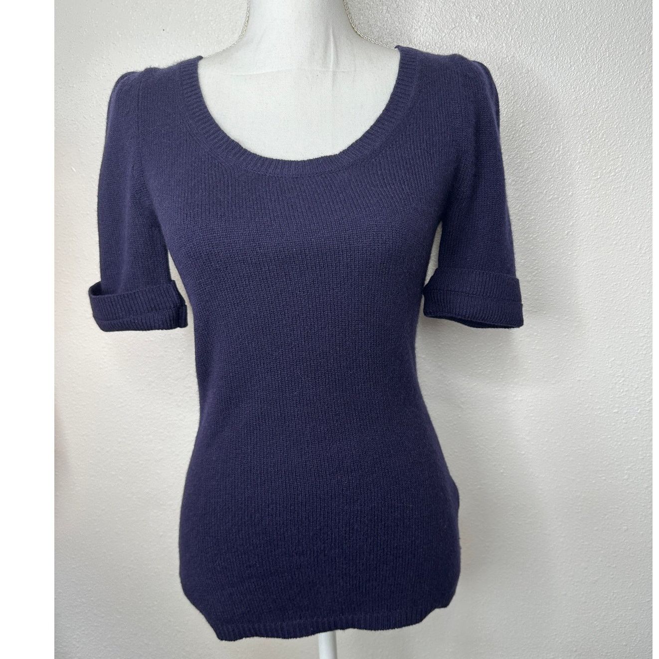 Burberry Burberry Dark Purple Round Neck Cuffed Button Neck Sweater Size S / US 4 / IT 40 - 1 Thumbnail