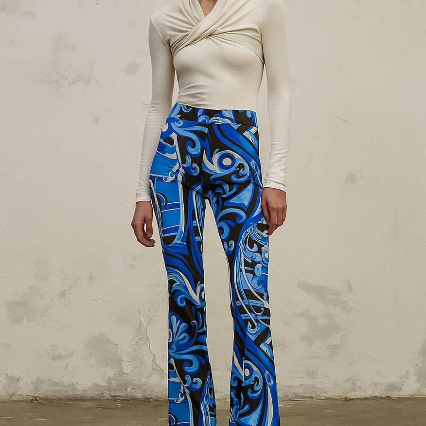 EMILIO PUCCI Fireze Flare leg Trousers Blue print size 36