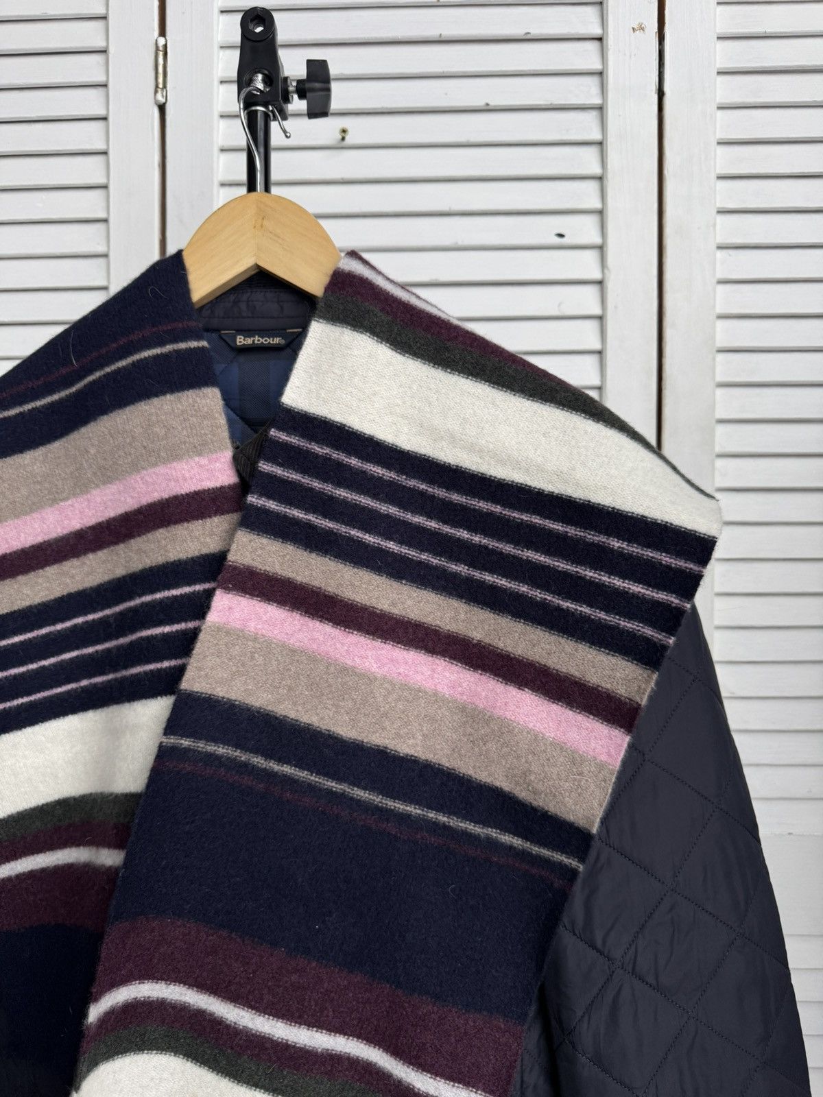 Barbour Barbour Striped Scarf Lambswool Navy Burgundy Long Size ONE SIZE - 7 Thumbnail